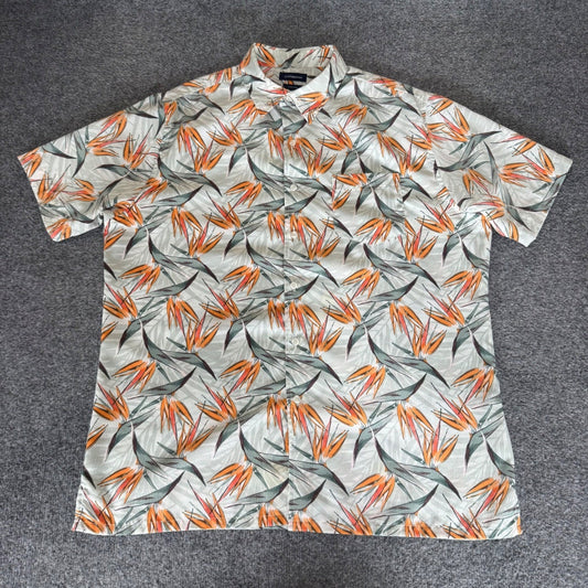 Croft & Barrow Mens Large Bird of Paradise Floral Hawaiian Shirt Short Sleeve