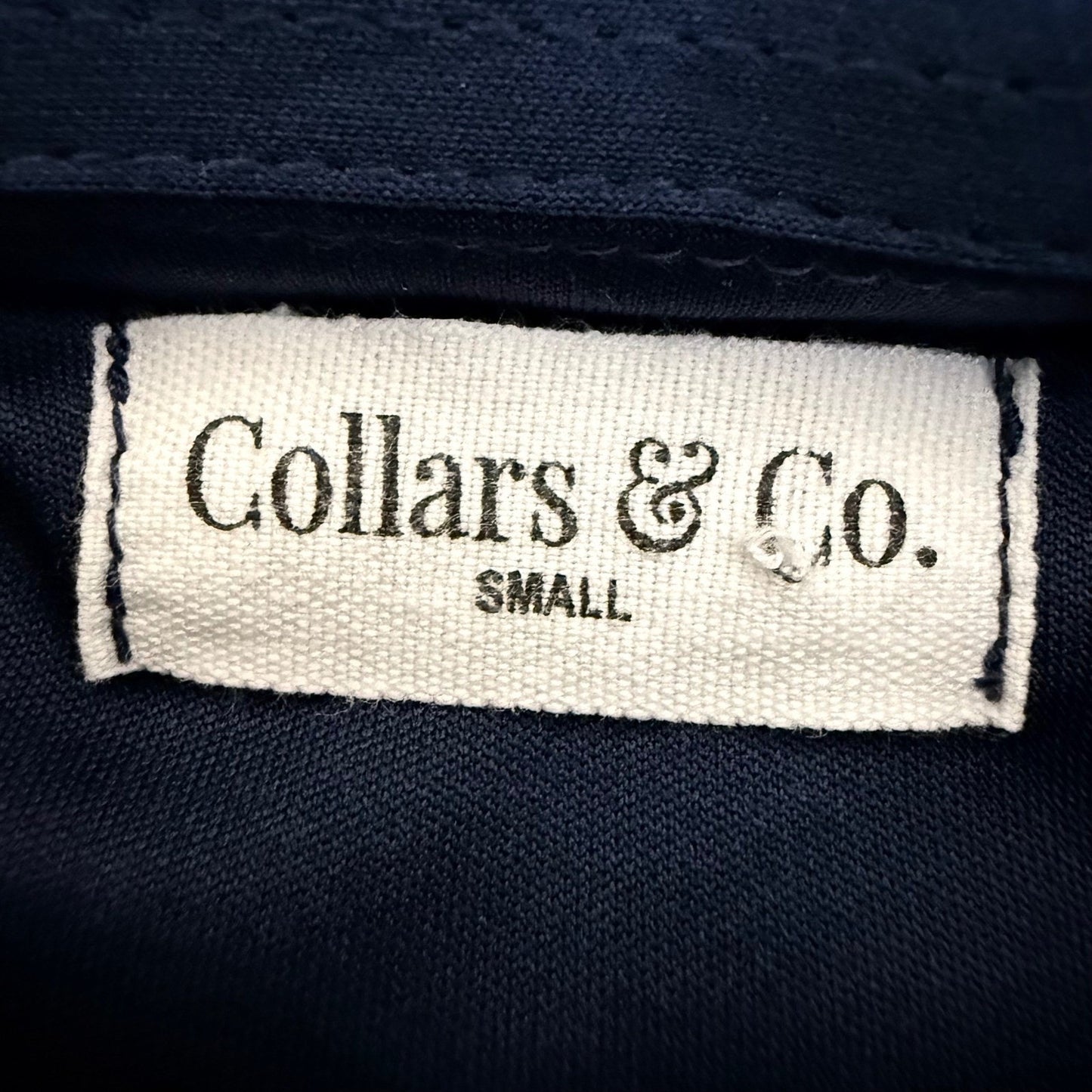 Collars & Co Mens Dress Collar Polo Shirt Small Navy Blue Short Sleeve Stretch