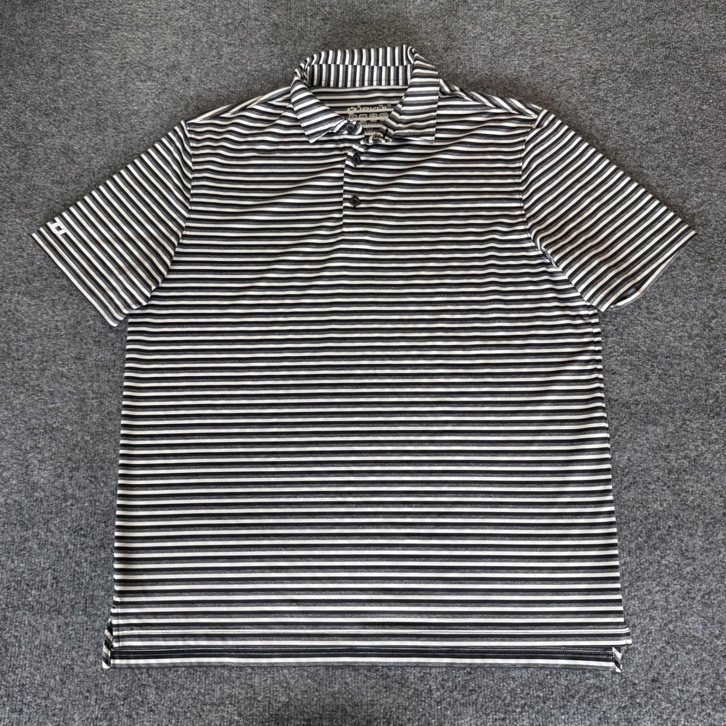IBKUL Golf Polo Shirt Mens Large Striped Short Sleeve Performance Athletic Top