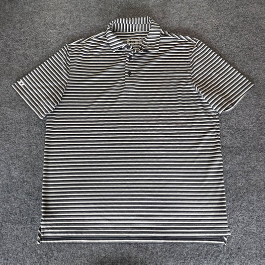 IBKUL Golf Polo Shirt Mens Large Striped Short Sleeve Performance Athletic Top
