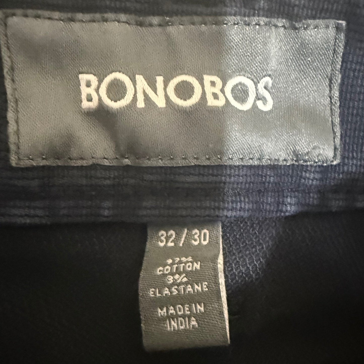 Bonobos Corduroy Pants Mens 32x30 Navy Blue Slim Straight Casual Stretch Comfort