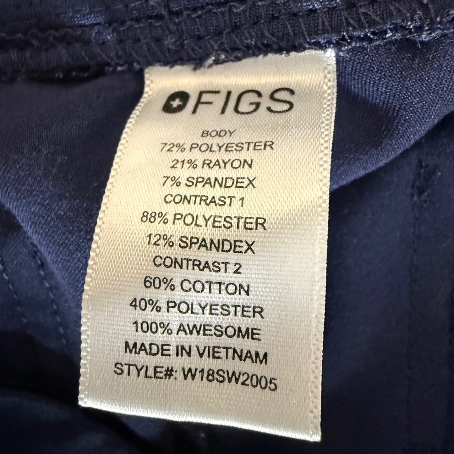 FIGS Zamora Jogger Scrub Pants Womens Small Navy Blue Medical Stretch Uniform