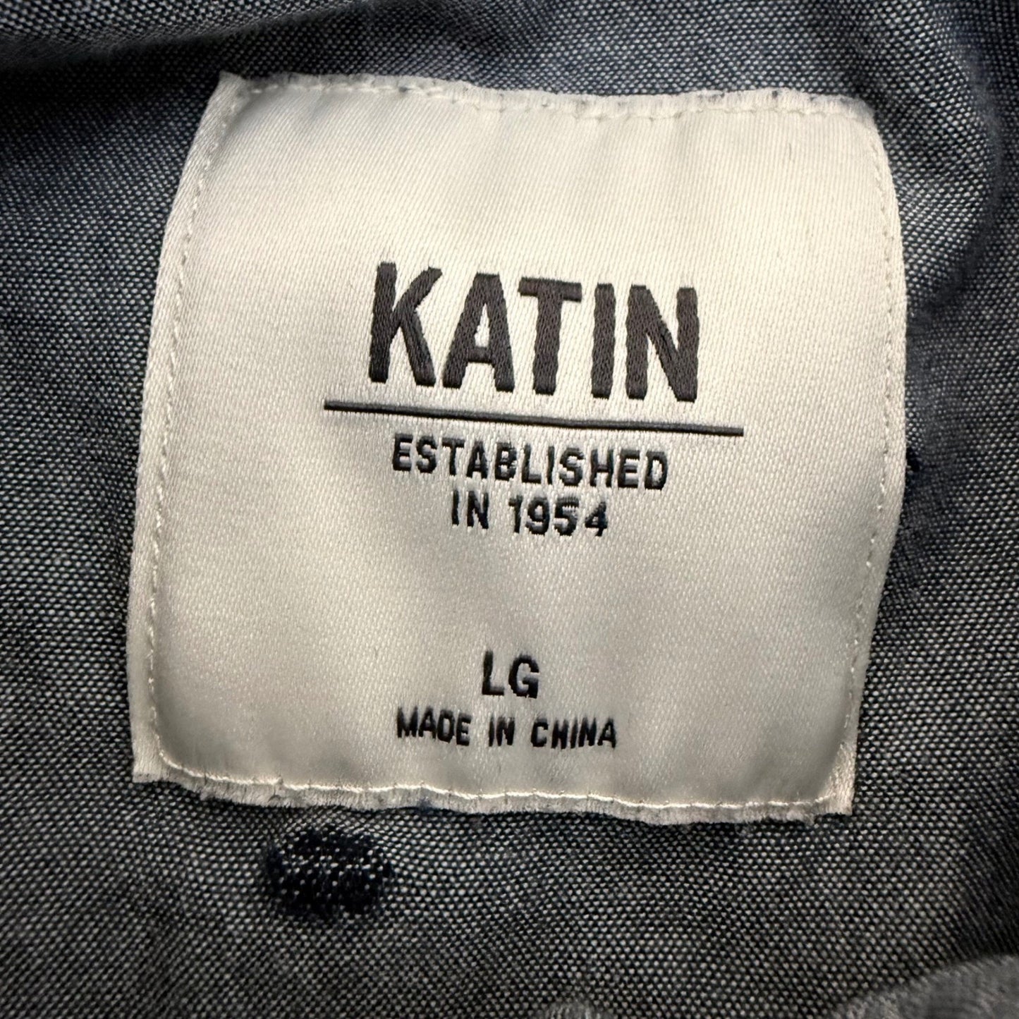 Katin Mens Large Gray Short Sleeve Button Up Shirt Cotton Casual Surf Beach