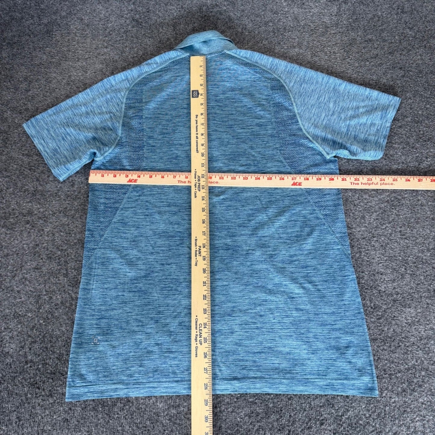 Lululemon Metal Vent Tech Polo Mens Large Blue Short Sleeve Athletic Performance