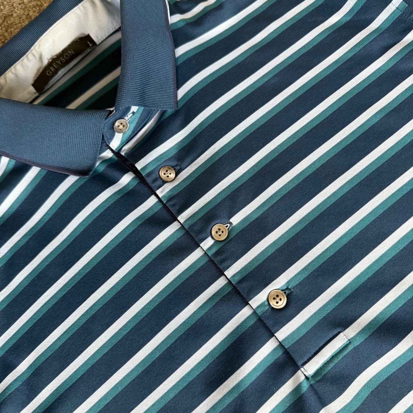 Greyson Golf Polo Shirt Mens L Striped Lightweight Short Sleeve Performance Top