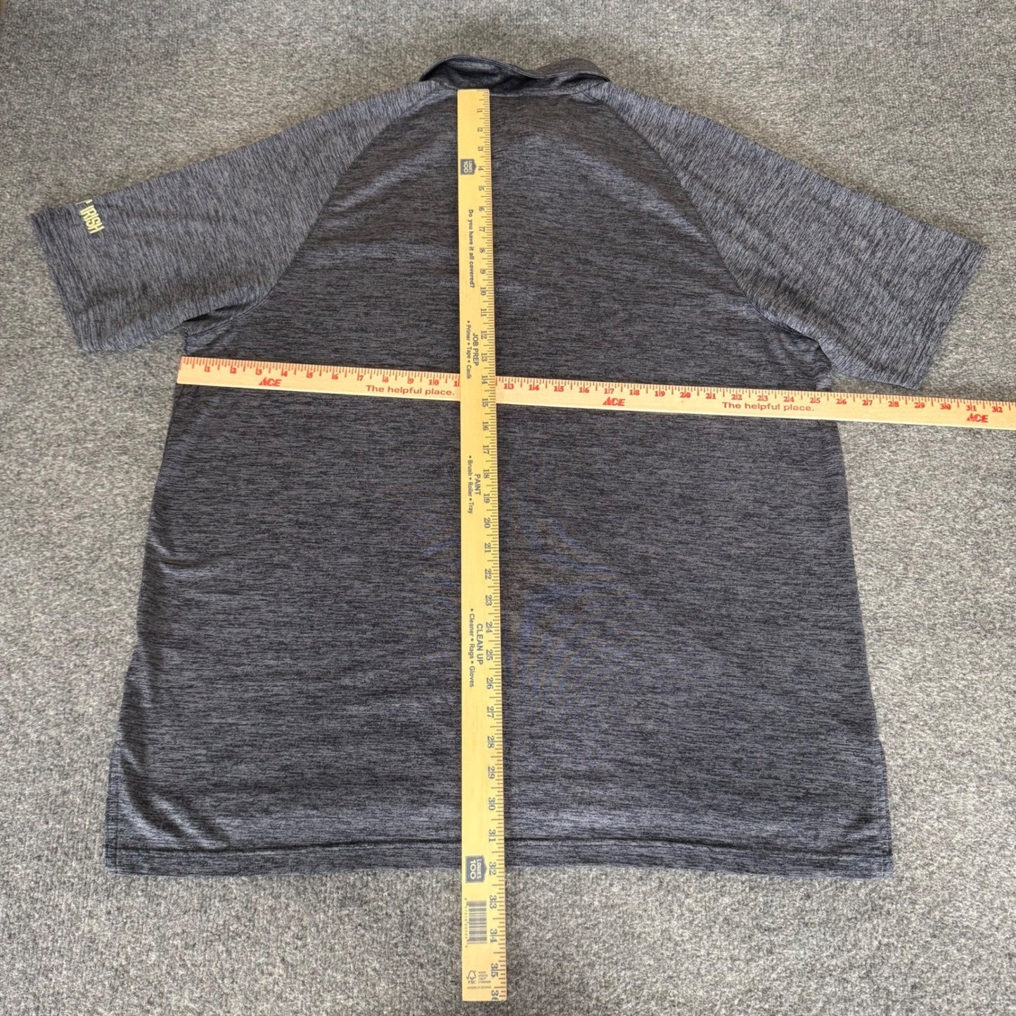 Notre Dame Fighting Irish Mens XXL Polo Shirt Gray Performance Raglan Stretch