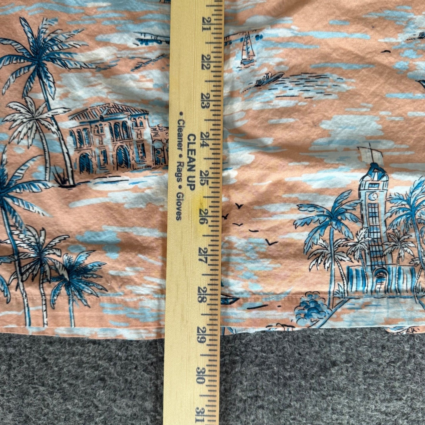 Cooke Street Men Hawaiian Shirt Medium Peach Blue Tropical Sailboat Cotton Aloha