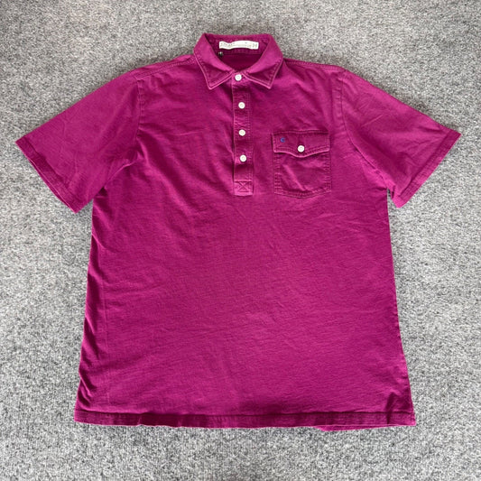 Criquet Mens Polo Shirt Medium Magenta Short Sleeve Casual Golf Preppy Cotton