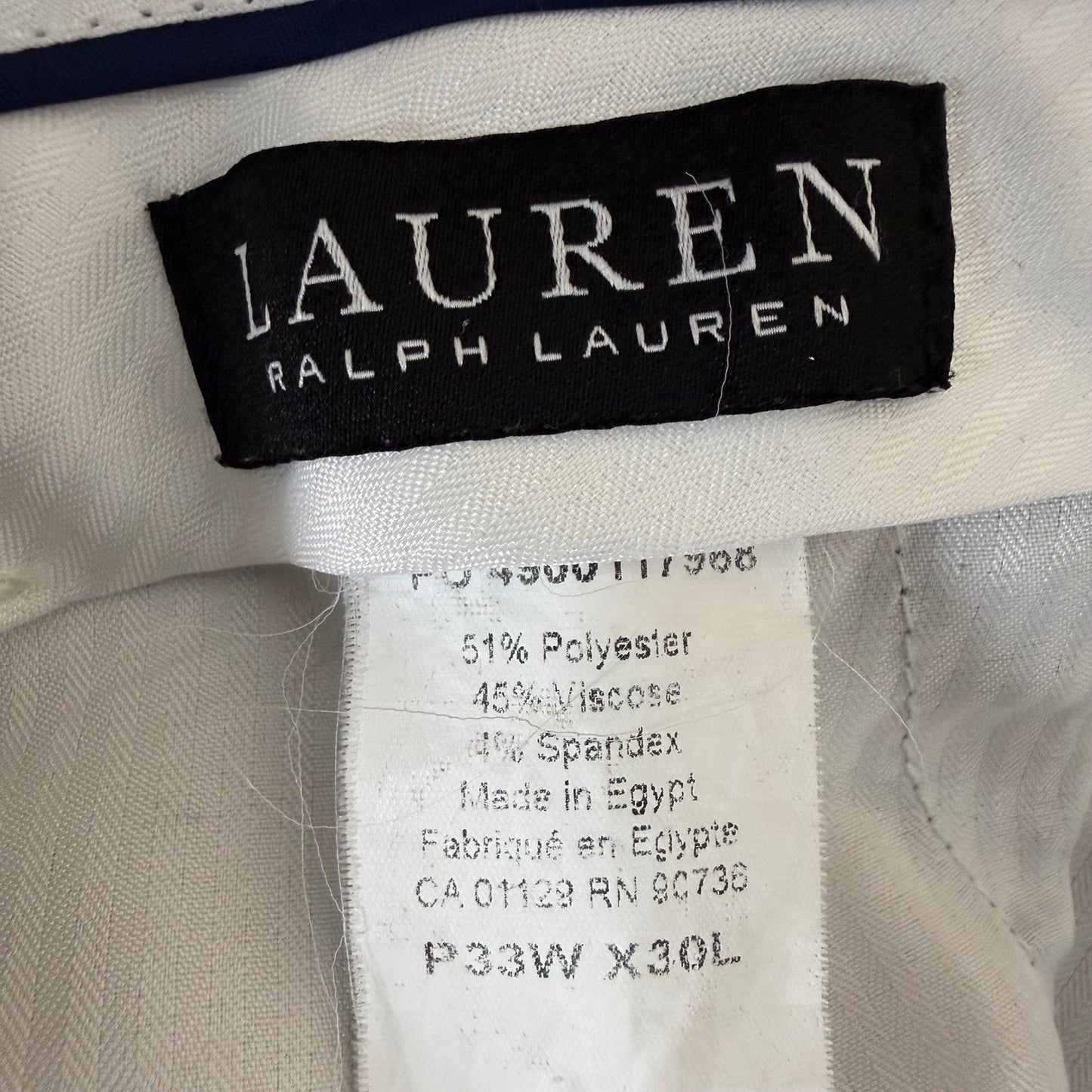 Lauren Ralph Lauren Mens Gray Plaid Dress Pants 33x30 (32x29.5) Stretch Trousers