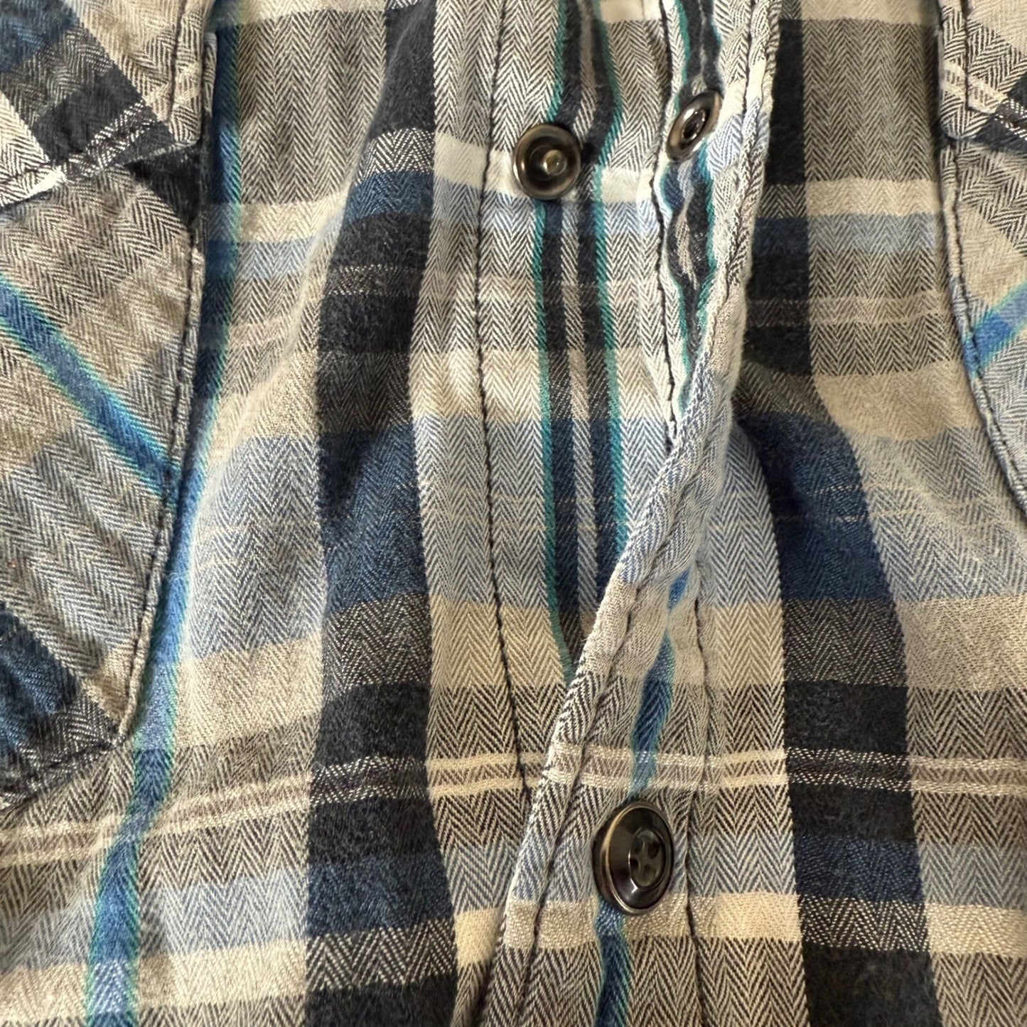 Vans Western Shirt Mens Large Blue Plaid Snap Button Long Sleeve Casual Cowboy