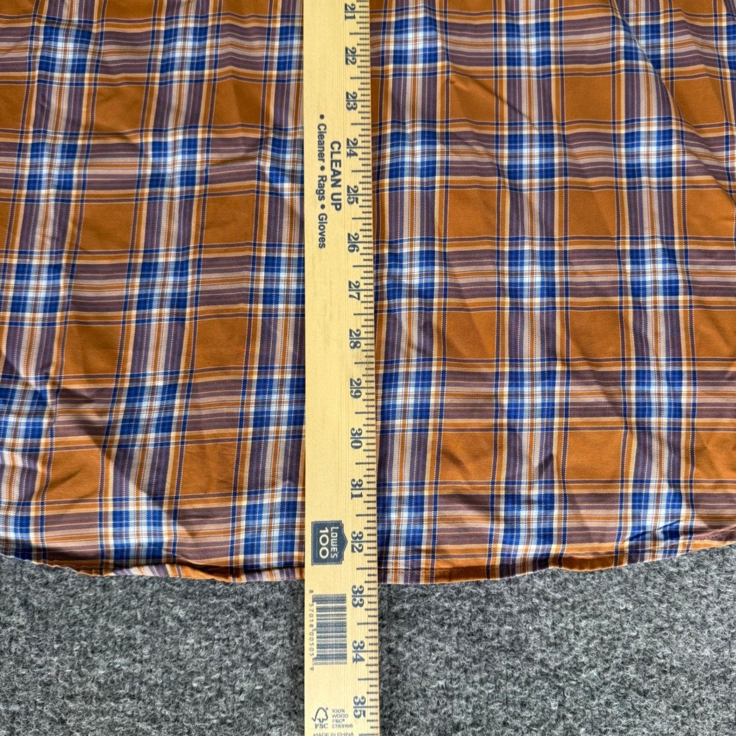 Faconnable Mens XL Orange Blue Plaid Cotton Button Down Shirt Long Sleeve Casual