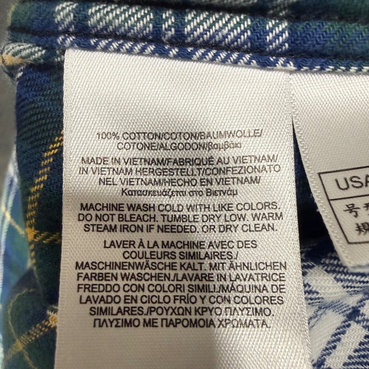 Brooks Brothers 1818 Regent Fit Plaid Flannel Shirt Mens Large Navy Green Cotton