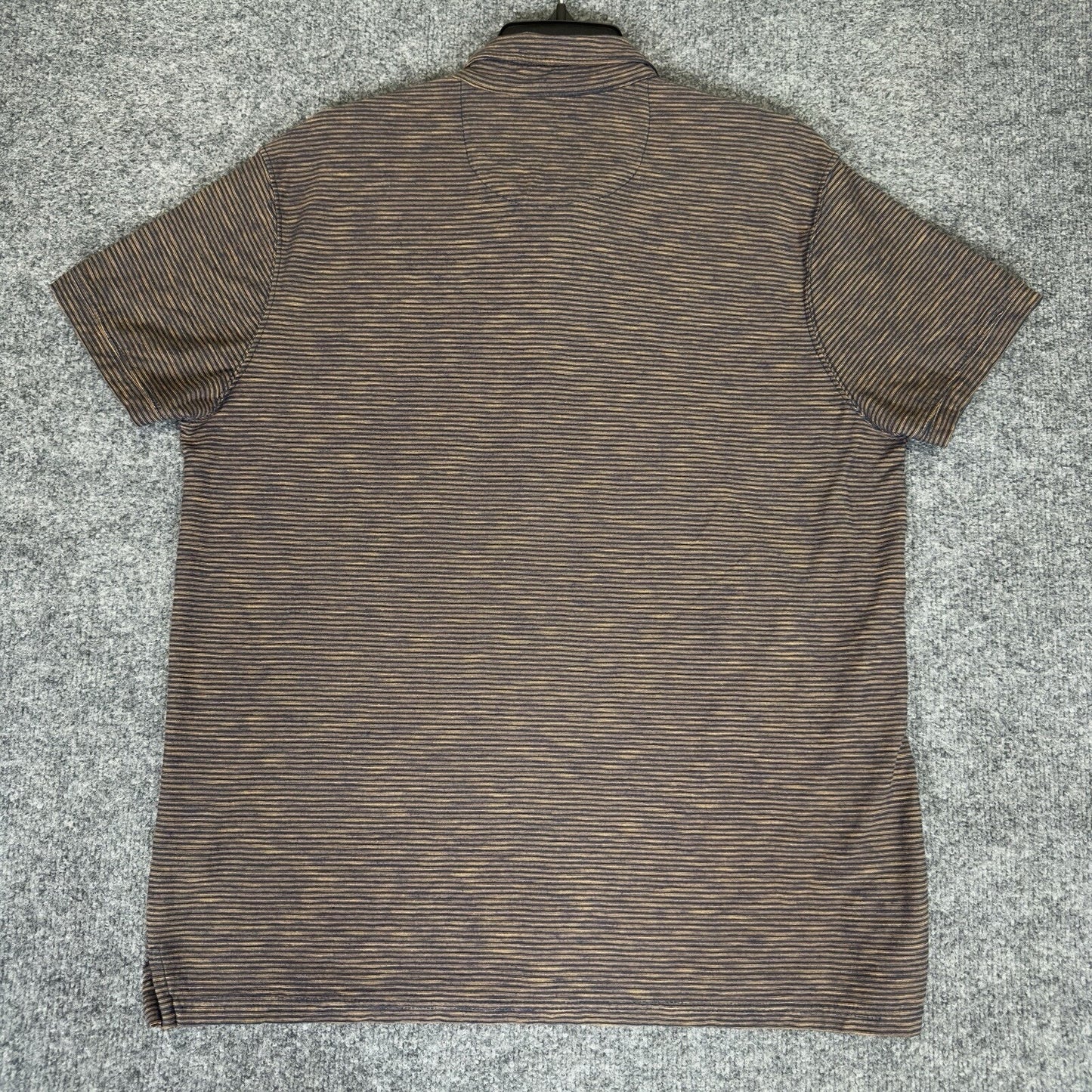 Mutual Weave Polo Shirt Mens L Brown Striped Short Sleeve Pullover Pocket Adult