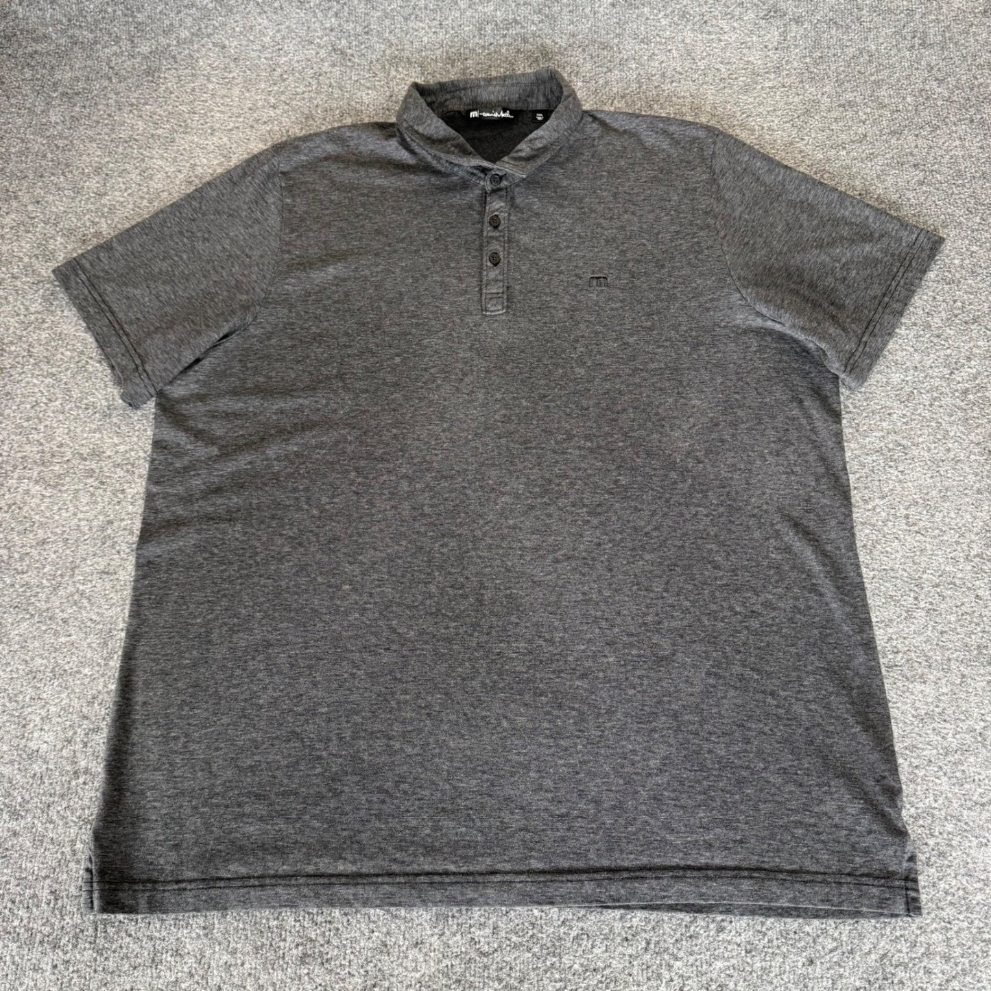 Travis Mathew Mens Polo Shirt 3XL Grey Heathered Short Sleeve Pima Cotton Casual