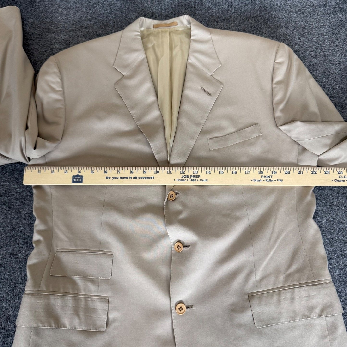Ralph Lauren Purple Label Douglas Suit Jacket Mens 44L Beige 100% Wool Blazer
