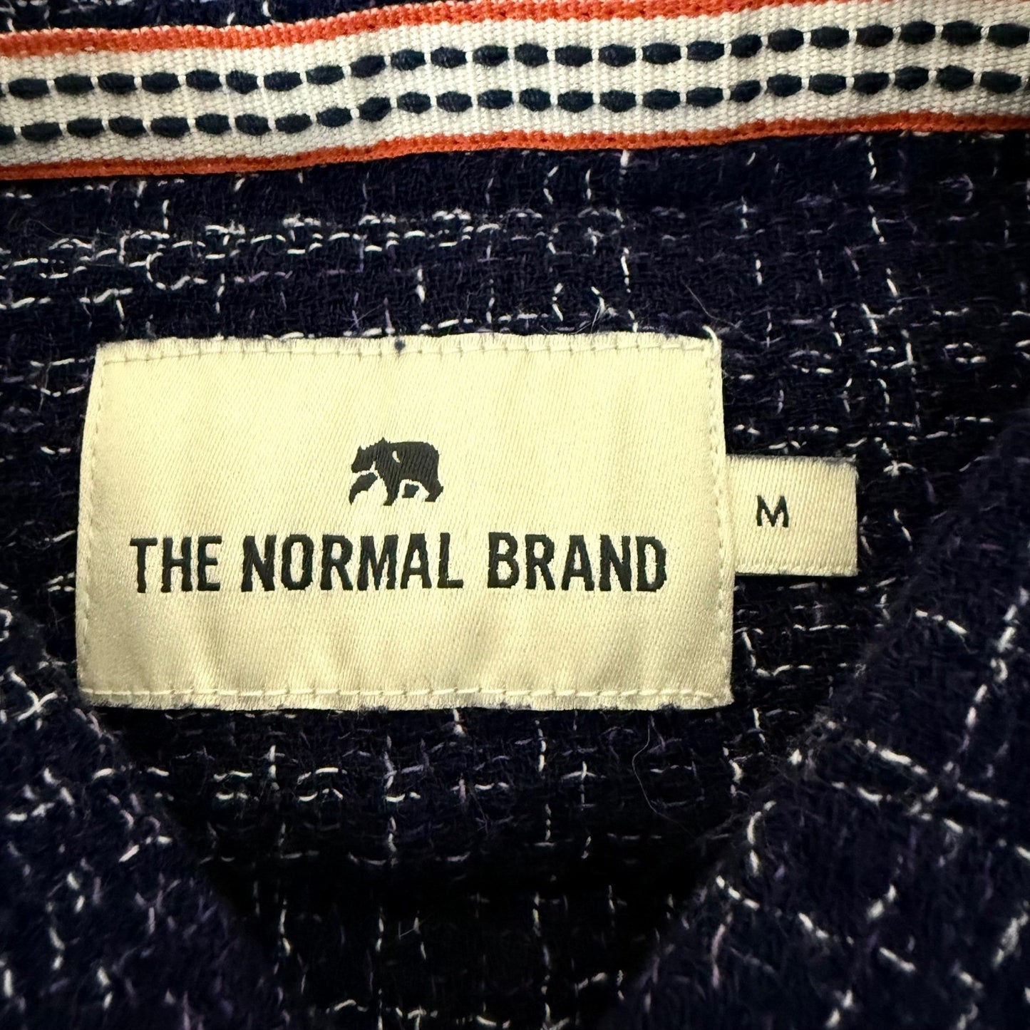 The Normal Brand Shirt Medium Mens Blue Textured Short Sleeve Button Up Casual