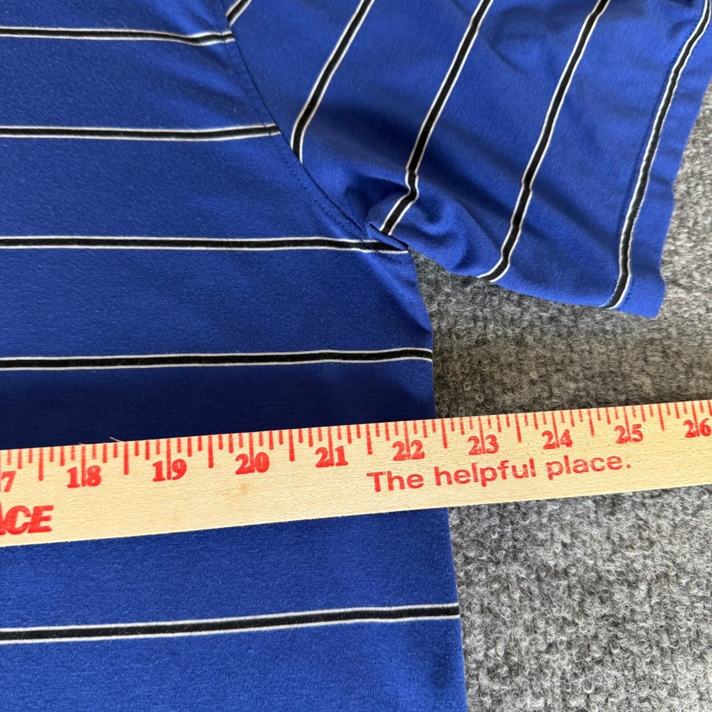 Tasc Performance Polo Shirt Blue Striped Mens Large Golf Athletic Casual Stretch