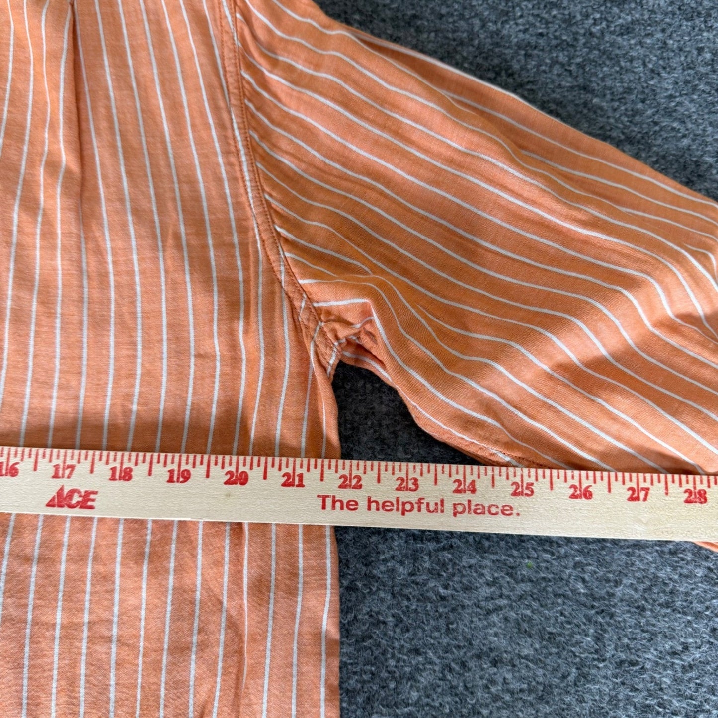 Tommy Bahama Denim Mens Orange White Striped Cotton Button Up Shirt Medium