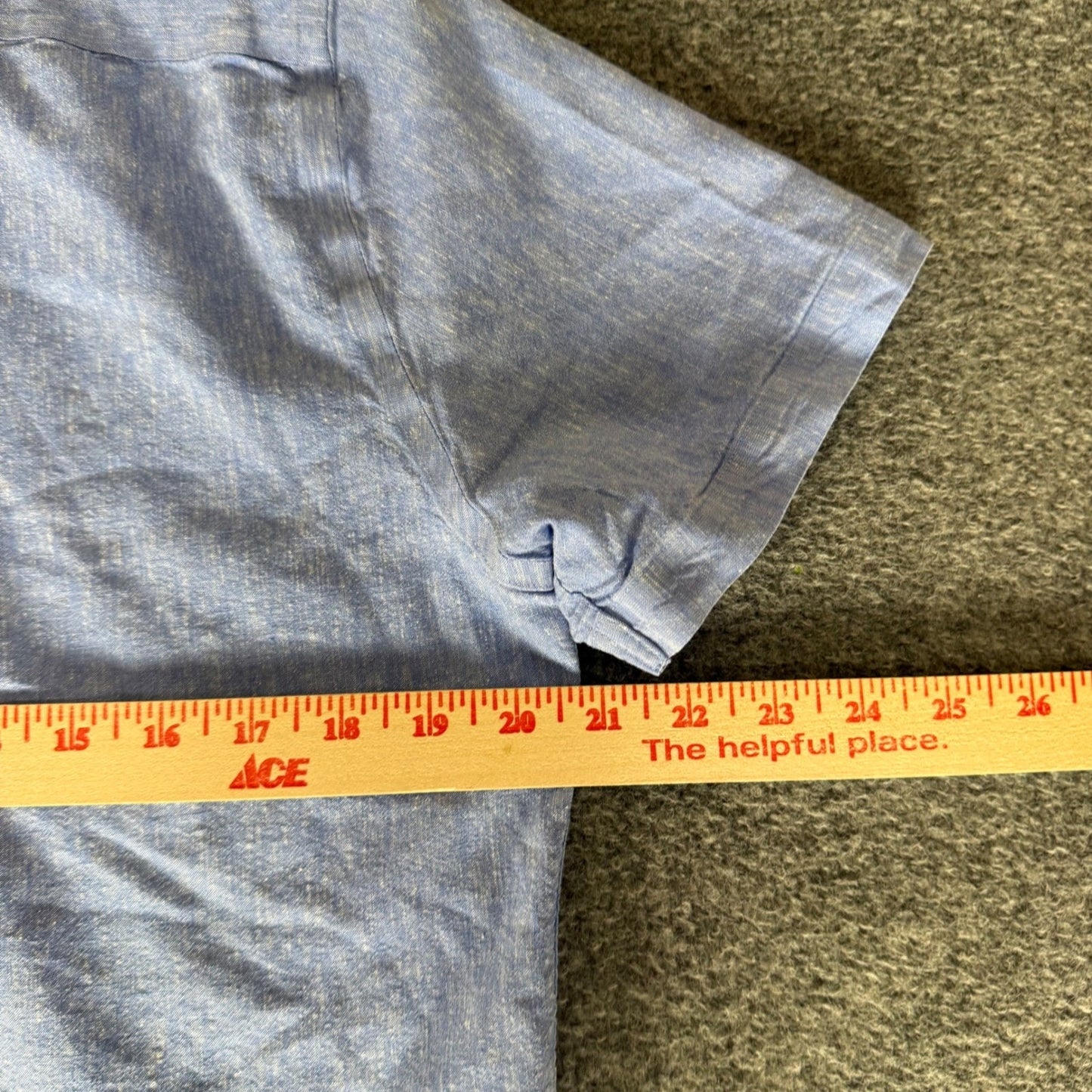 Twillory Untuckable Shirt Mens Medium Tailored Fit Blue Linen Blend Short Sleeve