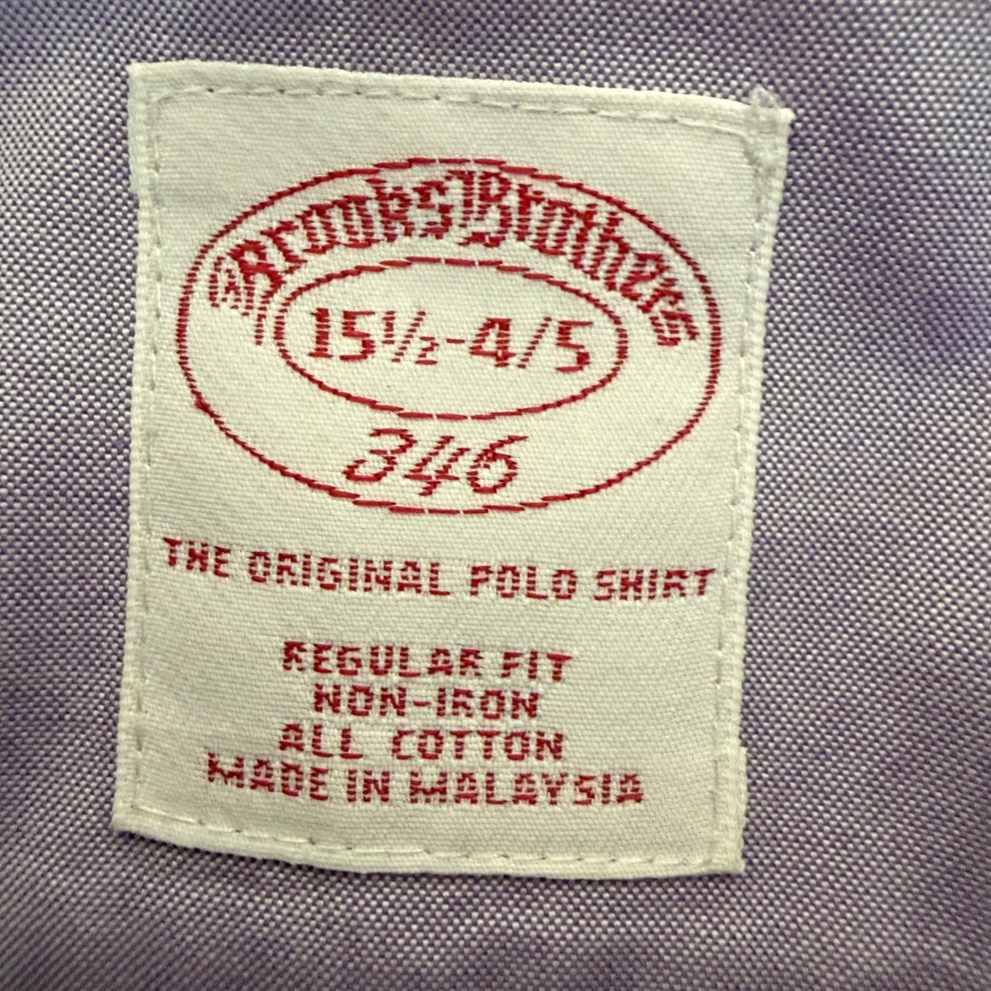 Brooks Brothers 346 Mens Purple Non-Iron Cotton Button Down Shirt Regular 15.5