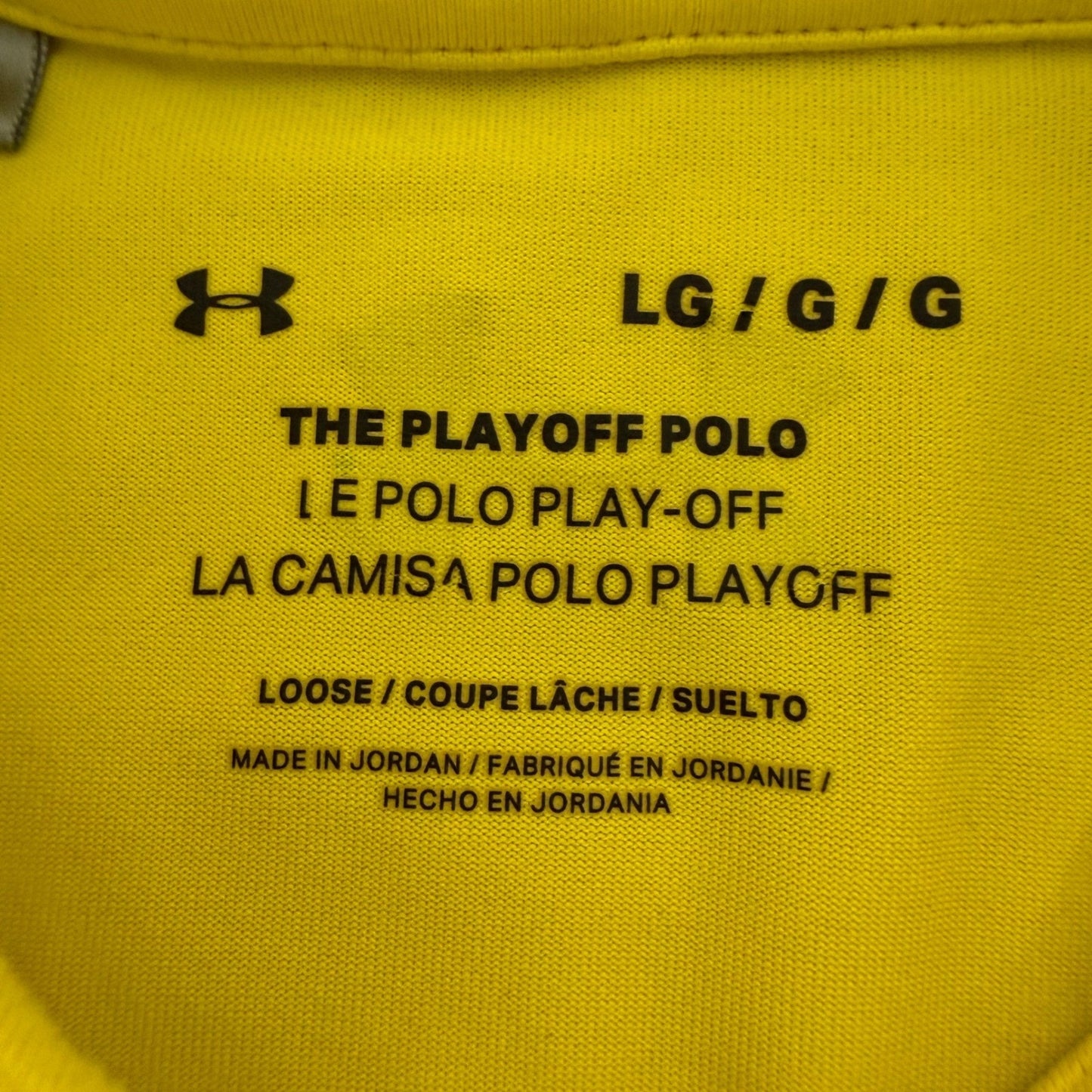 Under Armour Playoff Polo Shirt Mens L Yellow Speckled Golf Performance Stretch