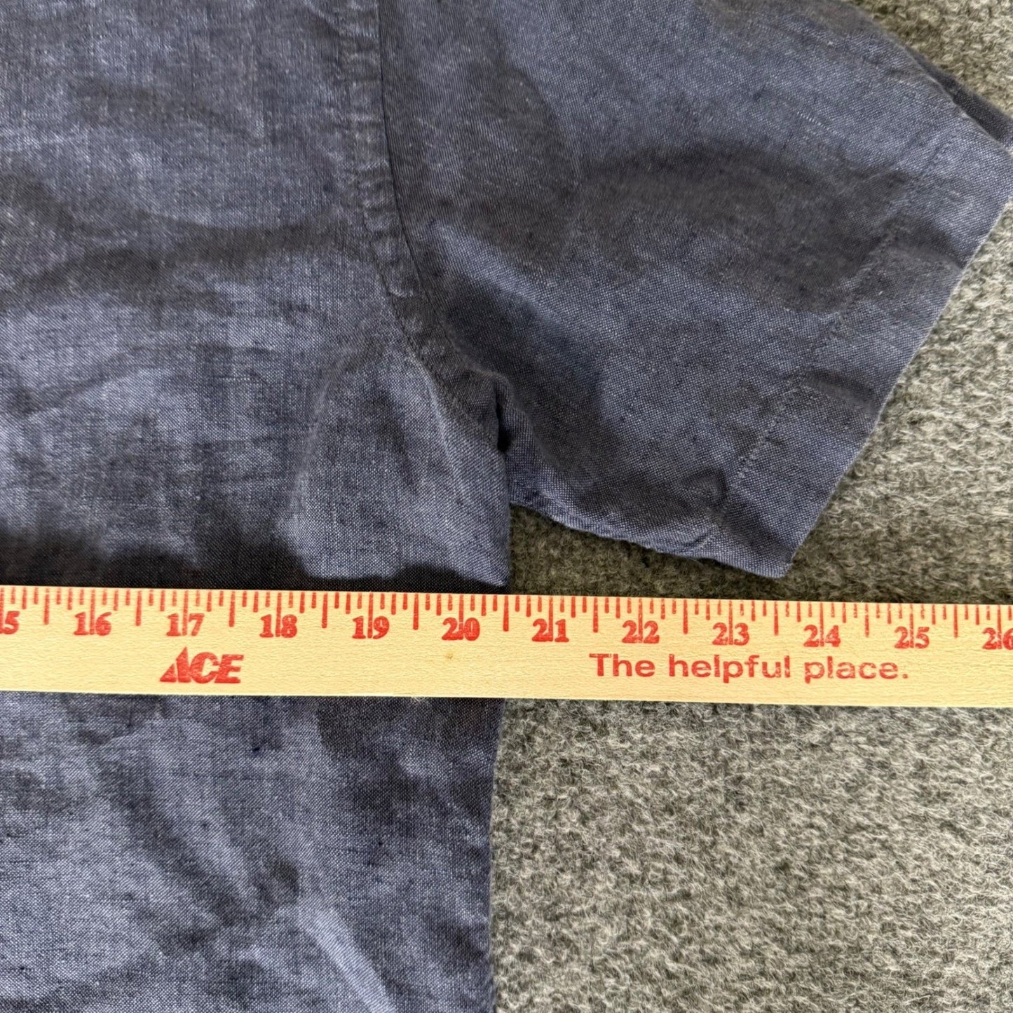 UNTUCKit Mens Large Slim Fit 100% Linen Short Sleeve Button Up Shirt Blue Casual