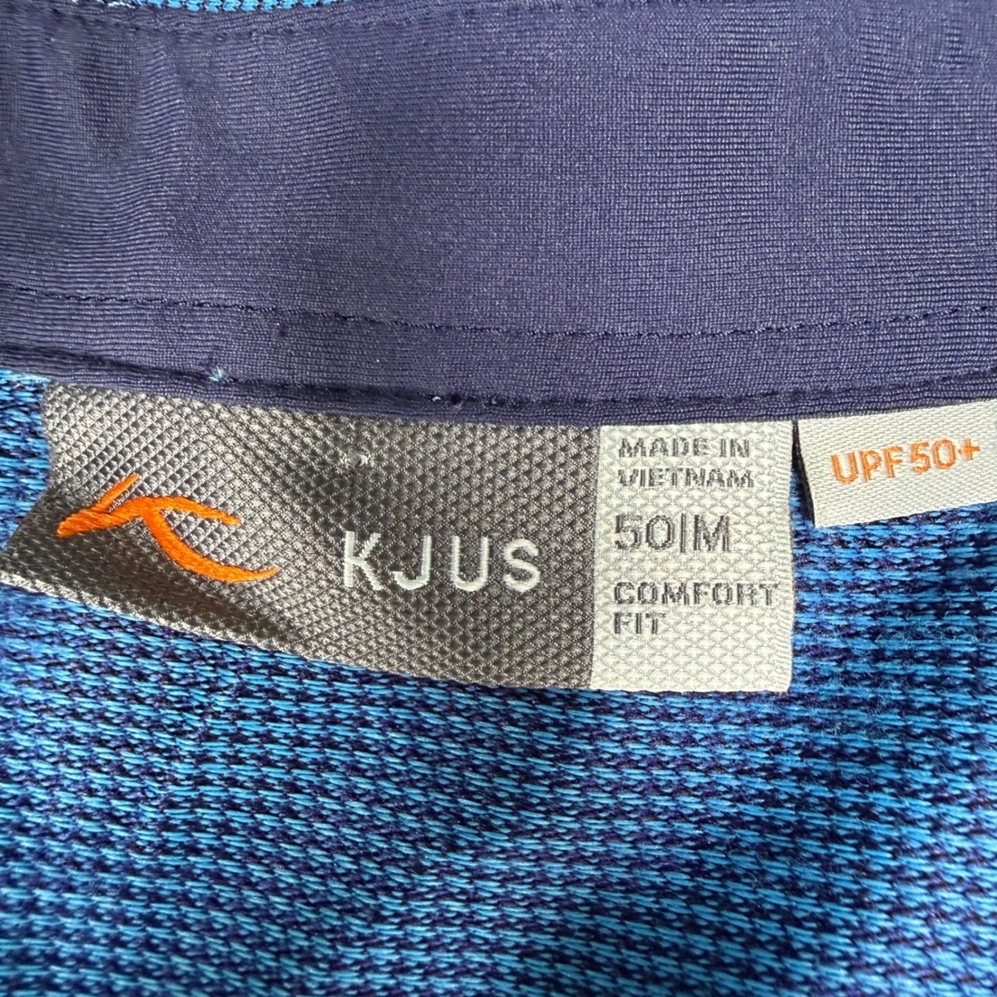 KJUS Ashton Polo Shirt Mens 50 Medium Blue Short Sleeve UPF 50+ Performance Golf