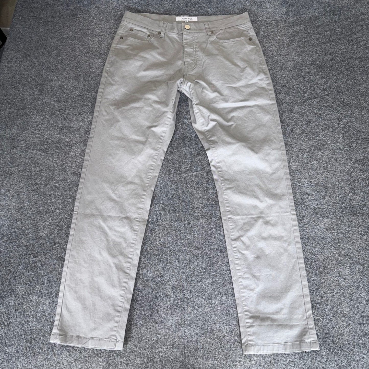 Collars & Co Mens 32x30 Chino Pants Grey 5-Pocket Cotton Stretch Straight Leg