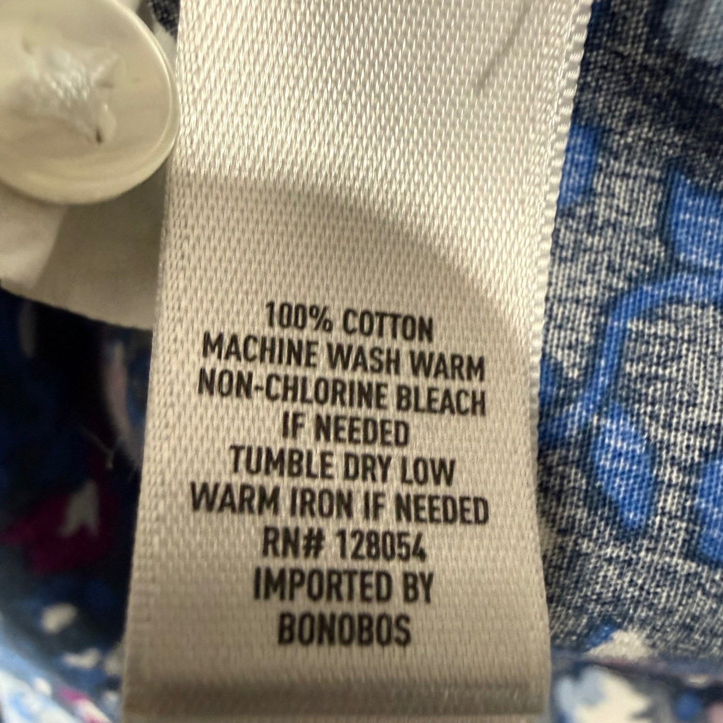 Bonobos Mens Slim Fit Long Sleeve Floral Button Up Shirt Blue Large Casual Dress