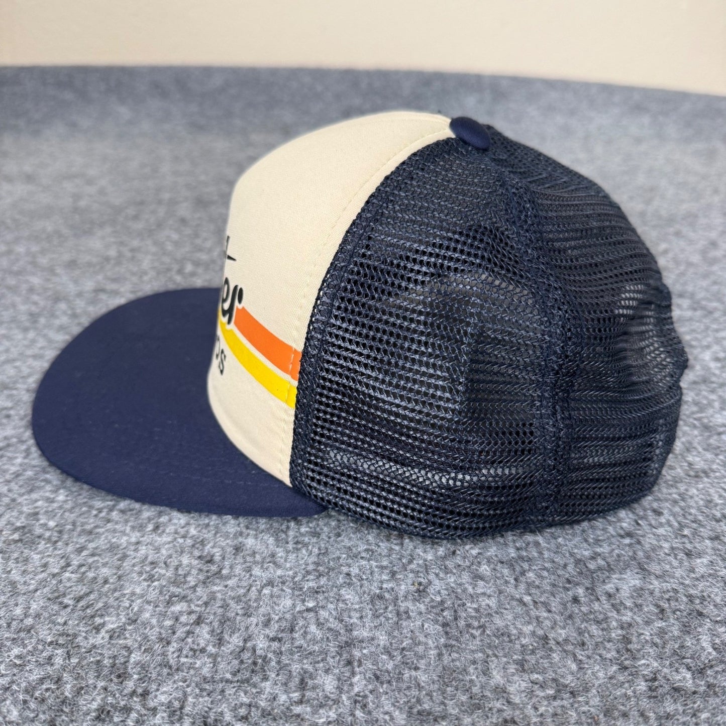 Howler Bros Mens Trucker Hat Navy Blue Tan Retro Logo Snapback Mesh Cap Outdoor