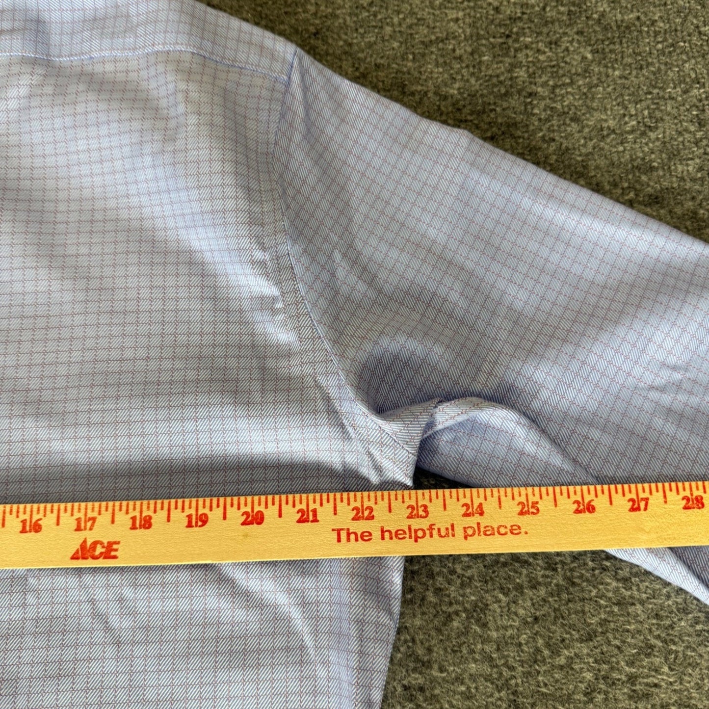 Twillory Men Safe Cotton Non-Iron Dress Shirt Tailored Fit Blue Check 16.5 32/33