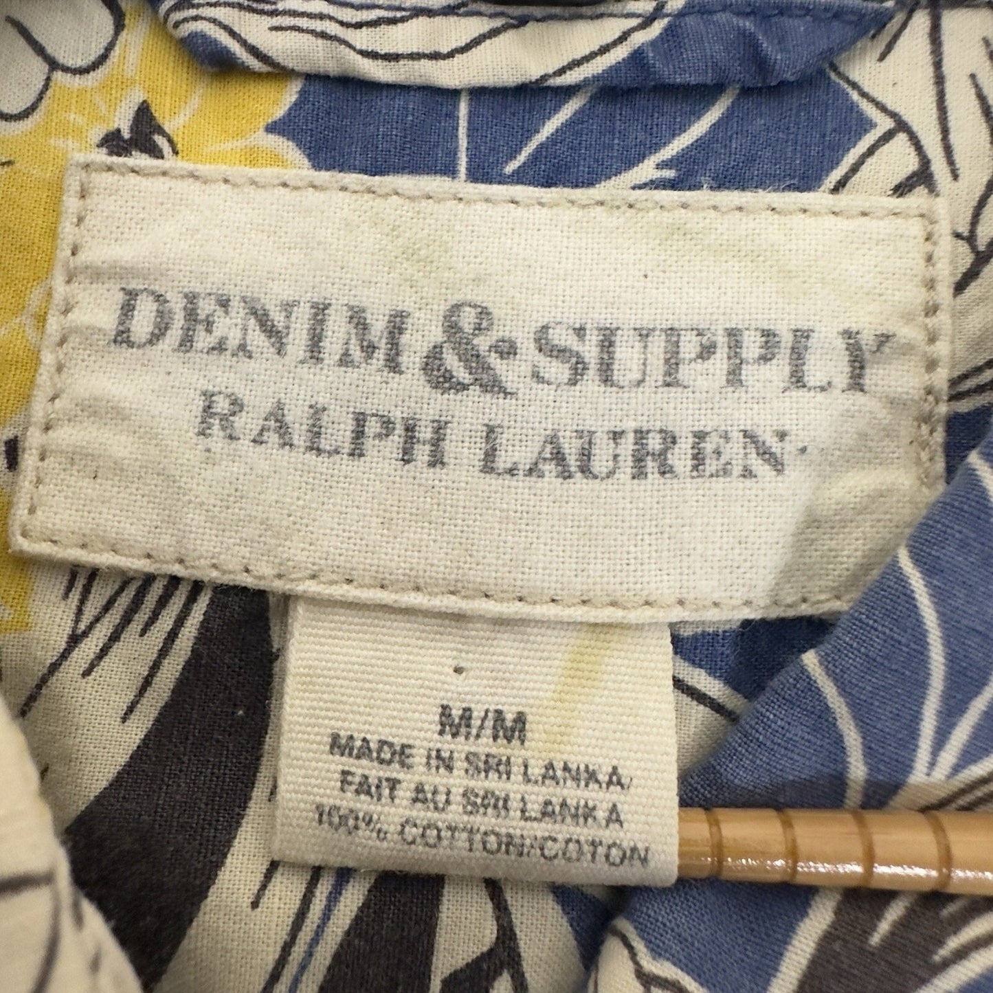 Denim & Supply Ralph Lauren Shirt Men M Blue Floral Button Up Short Sleeve Adult