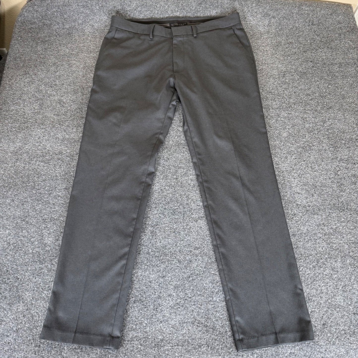 Kenneth Cole Techni-Cole Dress Pants Mens 36x31 Gray Stretch Slim Fit Business
