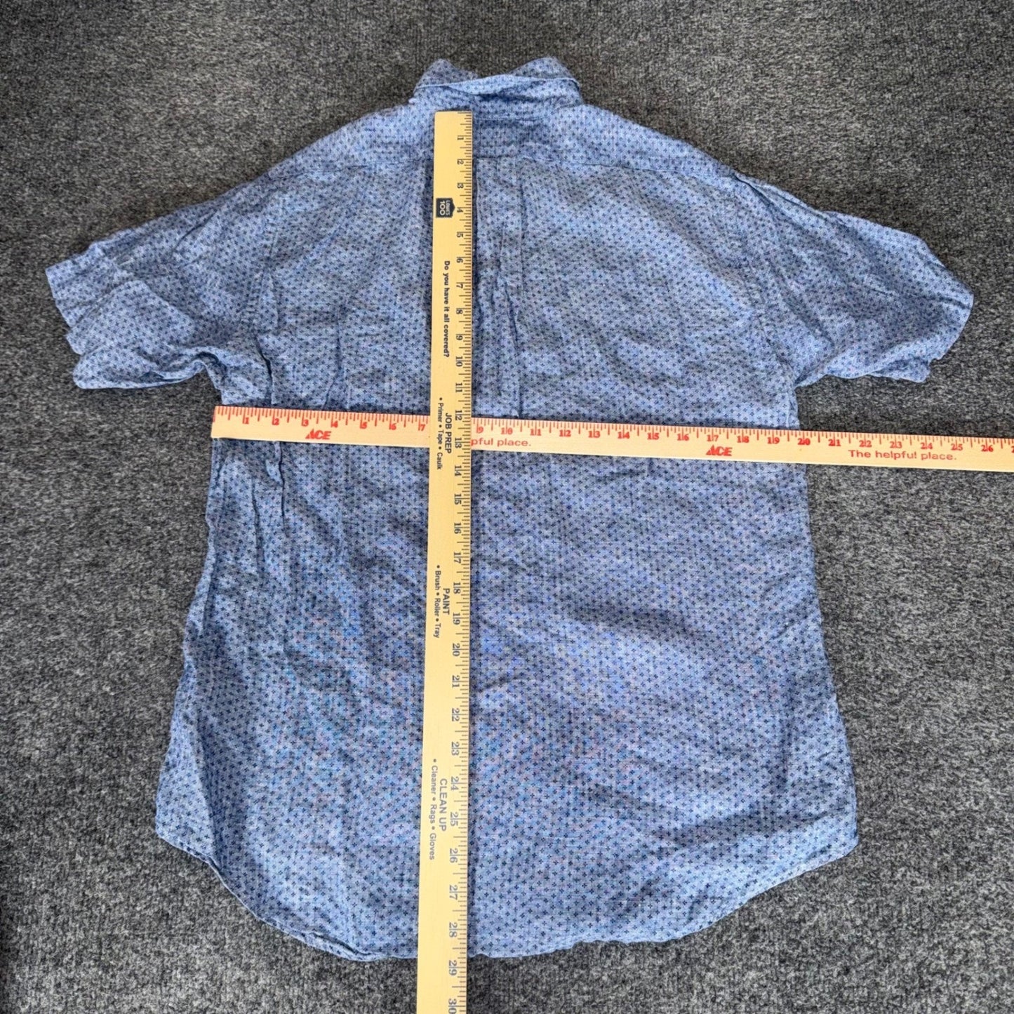 Brooks Brothers Regent Linen Shirt Men M Blue Geometric Short Sleeve Button Down