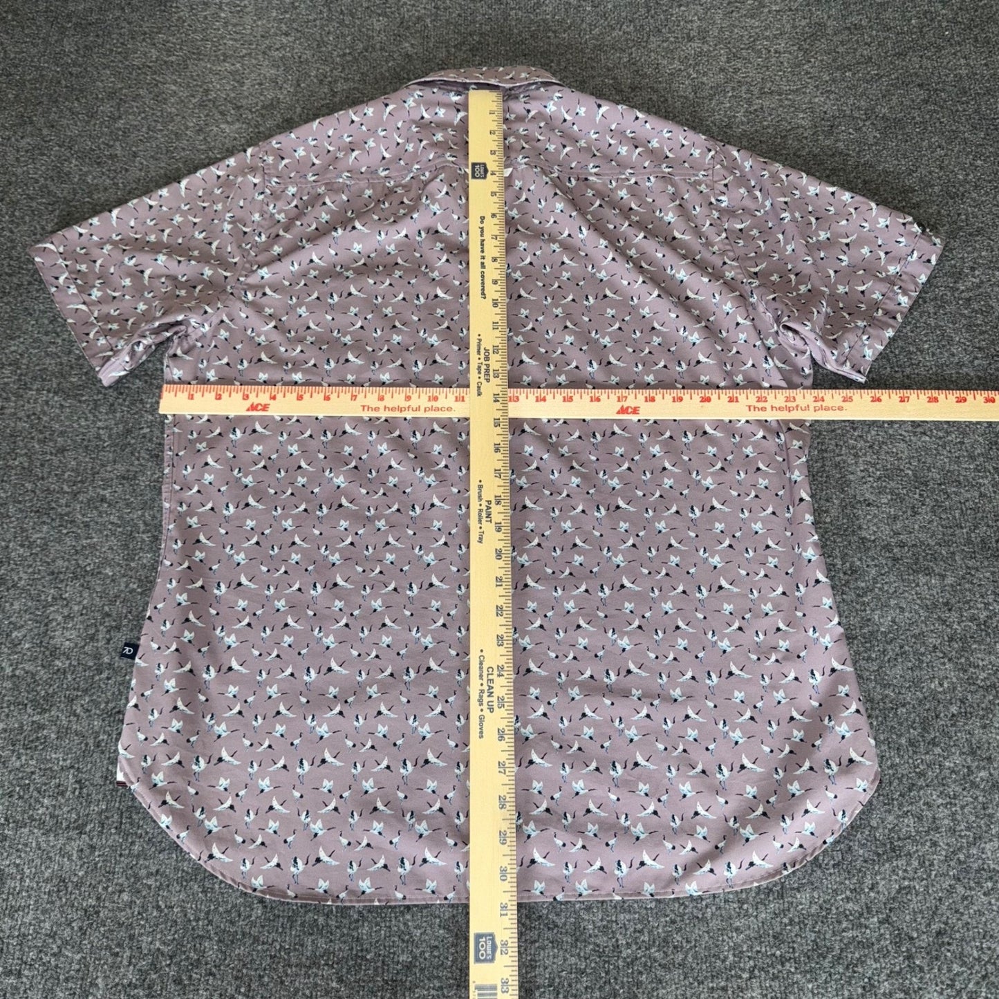 7 Diamonds 4 Way Stretch Button Up Shirt Crane Bird Print Stretch Purple Mens XL