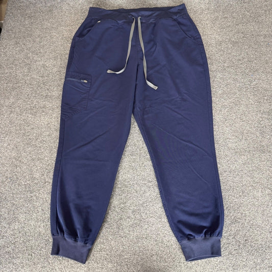 FIGS Zamora Navy Blue High Waisted Jogger Scrub Pants Womens XL Medical Stretch