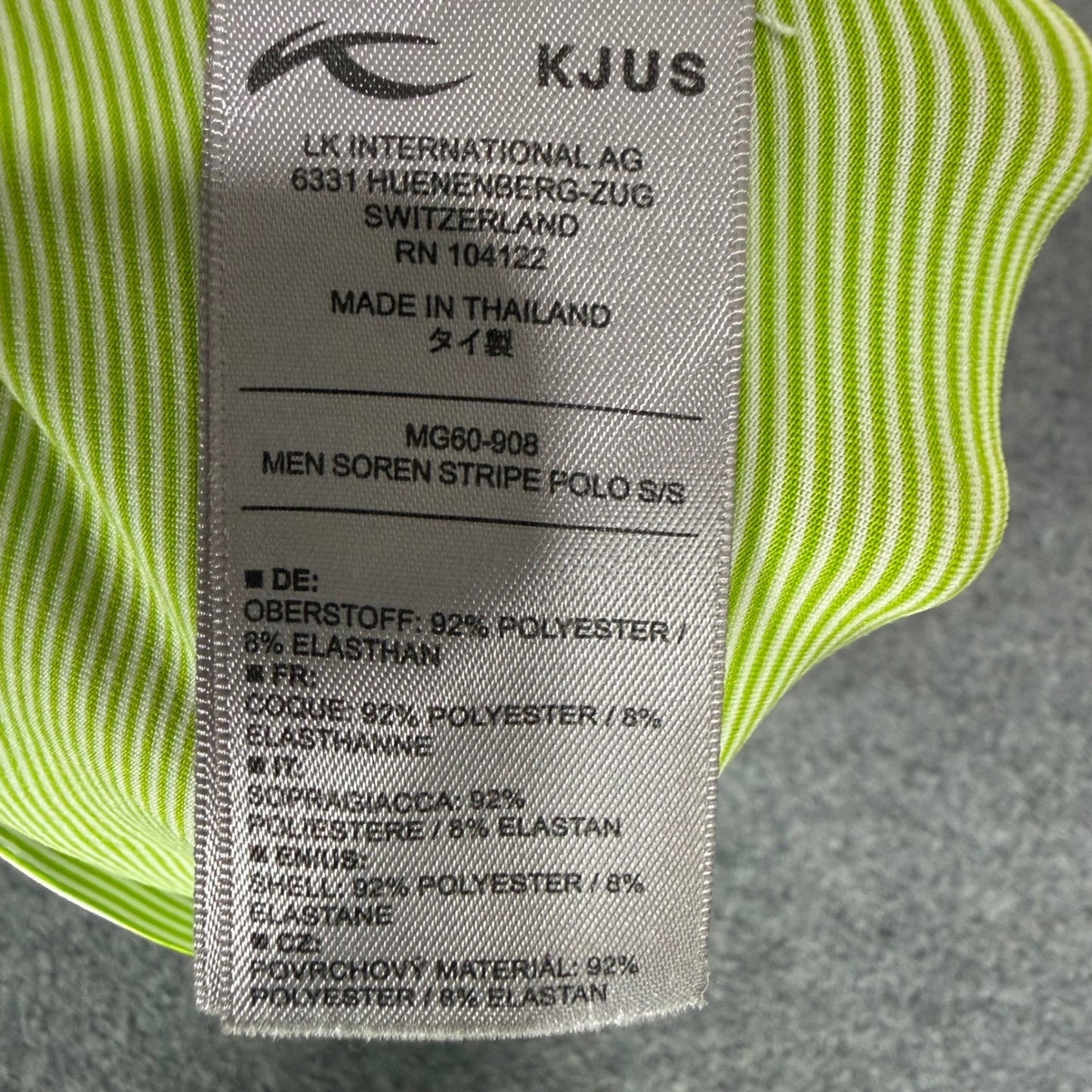 Kjus Mens Soren Stripe Polo Shirt Lime Green Golf UPF 50+ Medium Short Sleeve