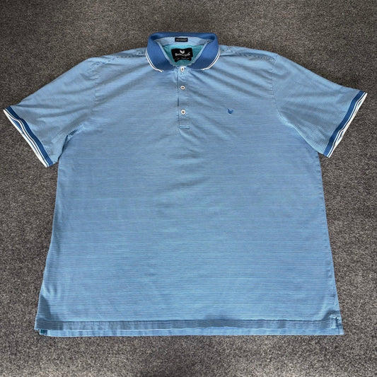 Buttercloth Icy Cotton Men 3XL Blue Striped Polo Shirt Ultra Soft Stretch Casual