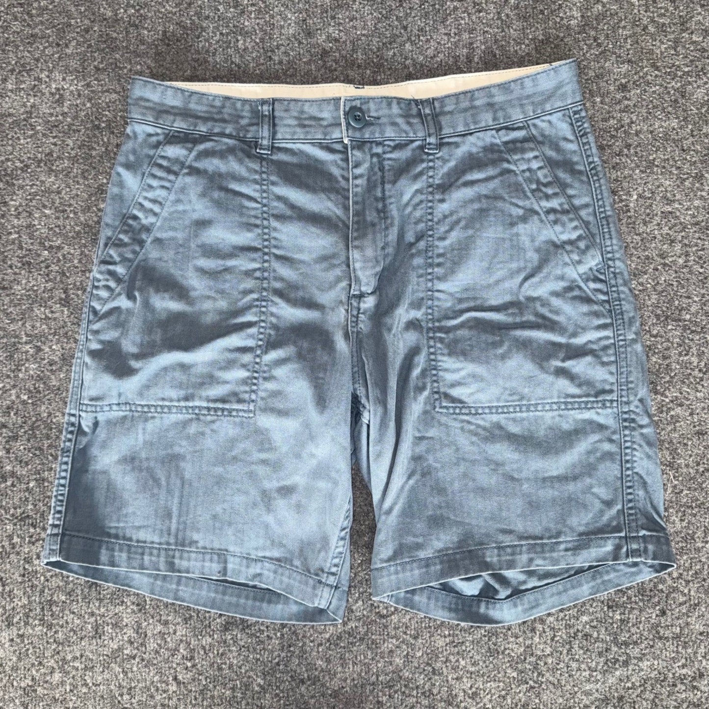 Taylor Stitch Shorts Mens 32 Blue Canvas Chino Patch Pocket Casual Durable