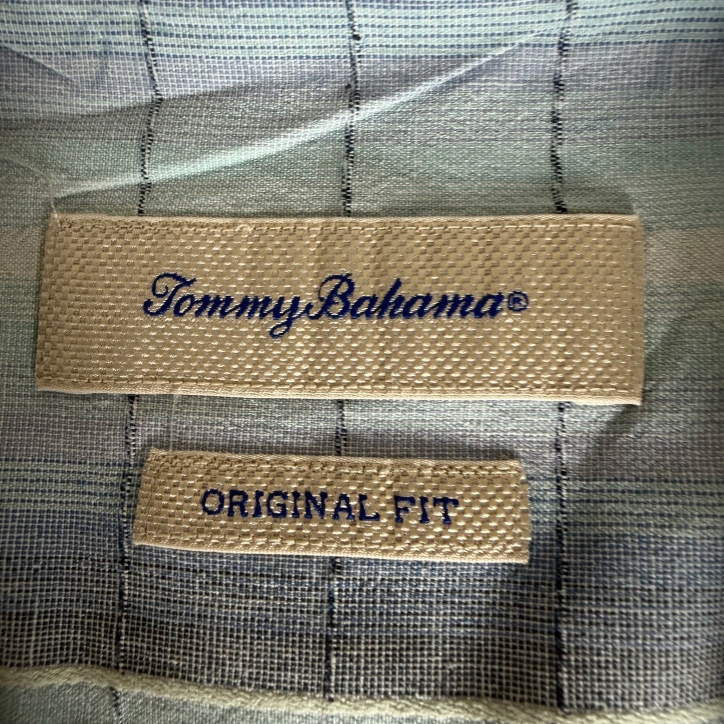 Tommy Bahama Mens 3XL Silk Blend Shirt Blue Plaid Short Sleeve Hawaiian Resort