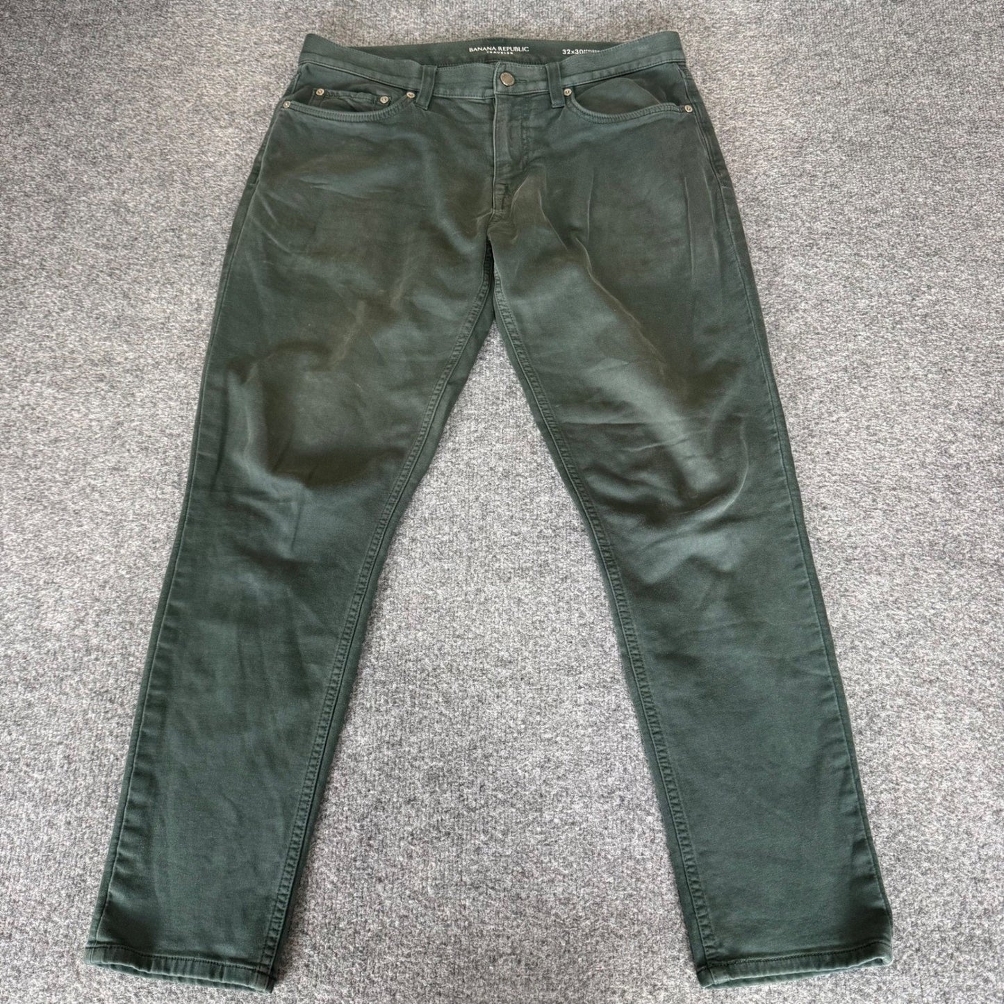 Banana Republic Traveler Athletic Tapered Pants Mens 32x30 (34x29) Green Stretch