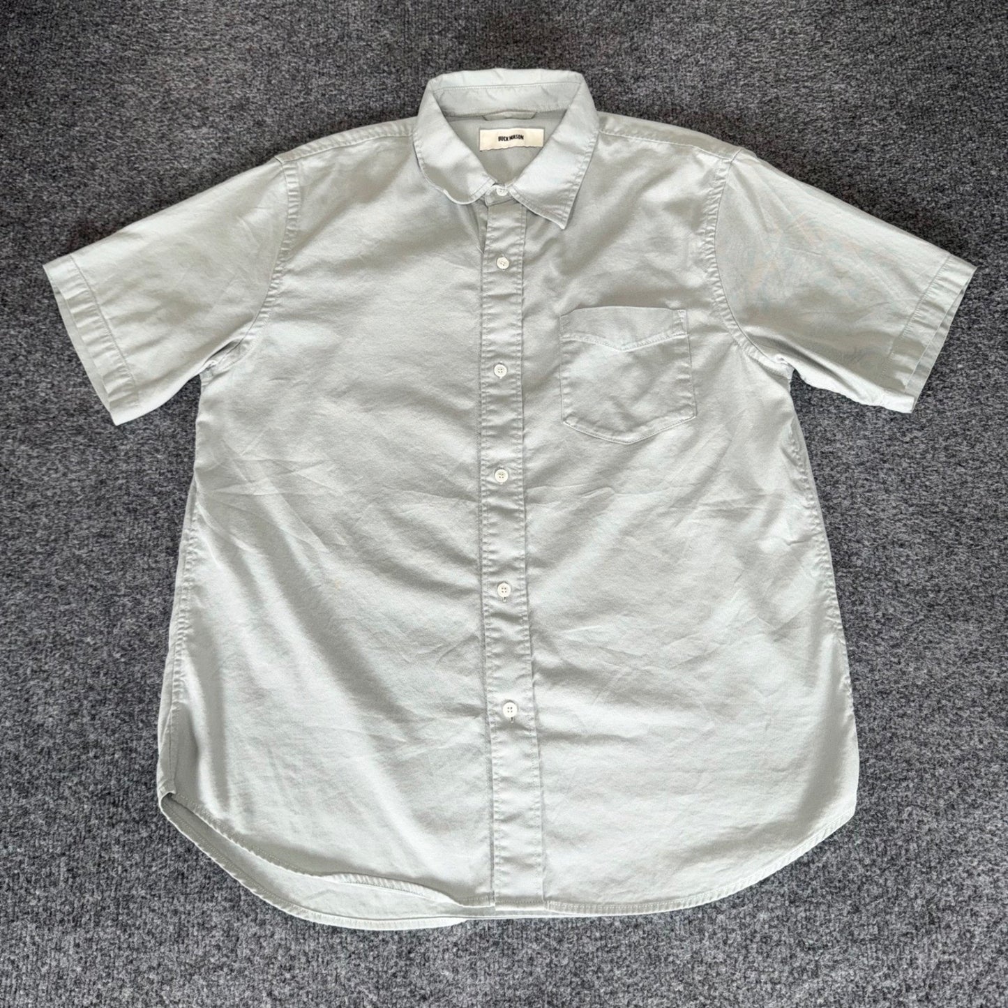 Buck Mason Shirt Mens Large Green Short Sleeve Button Up Casual Everyday