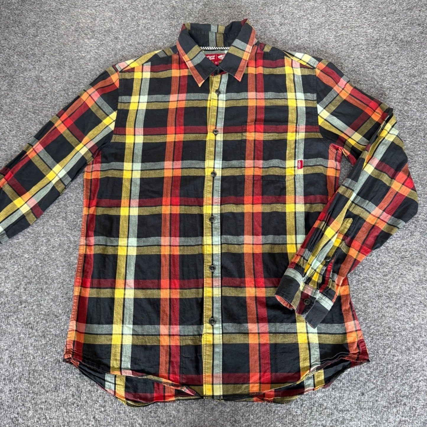 Vans Off The Wall Shirt Mens Medium Plaid Long Sleeve Button Up Skate Streetwear