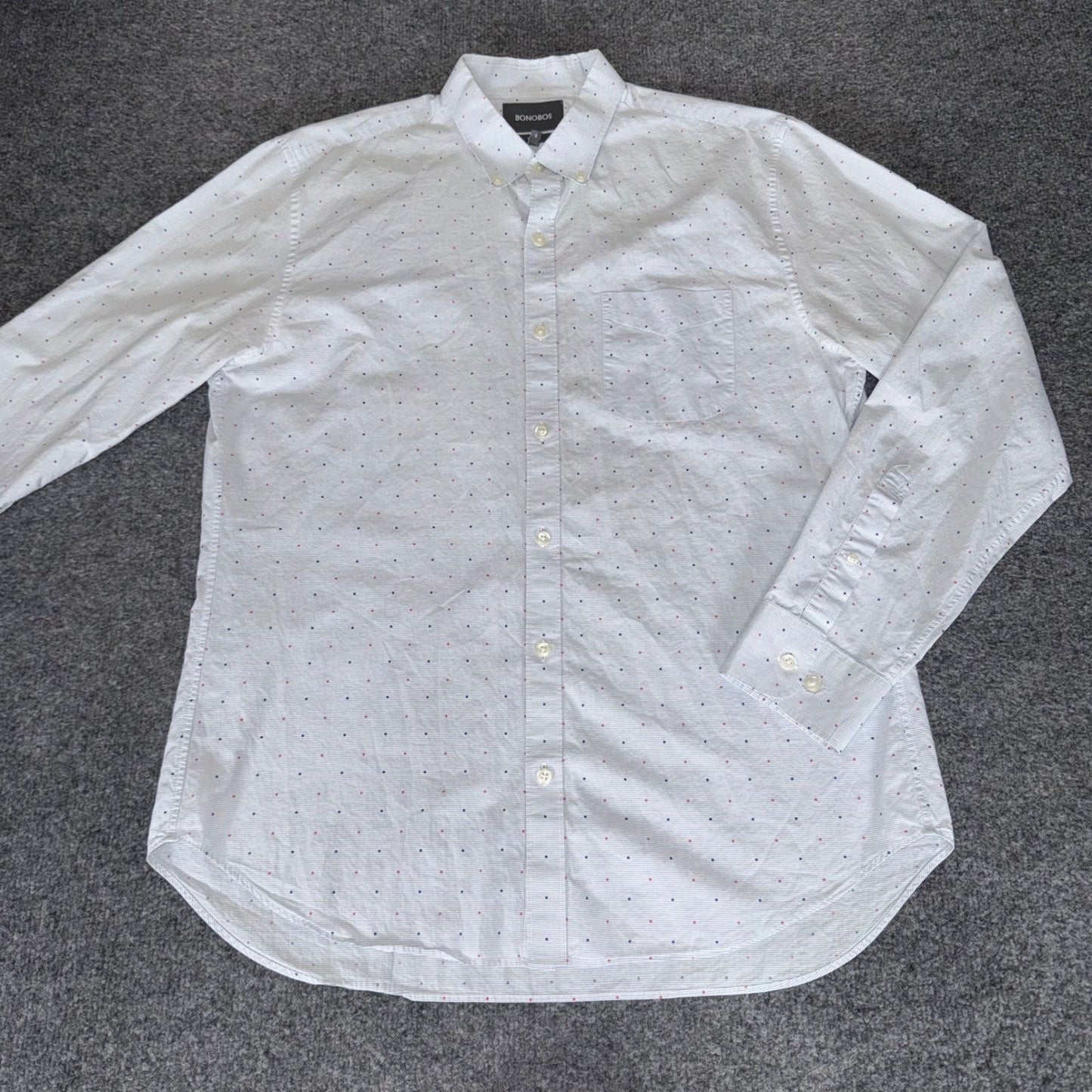 Bonobos Shirt Men Large Slim Fit Ditsy Dot Long Sleeve Button Down Office Casual