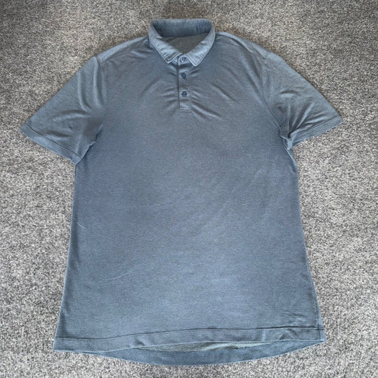 Lululemon Polo Shirt Mens Large Blue Short Sleeve Performance Golf Athleisure