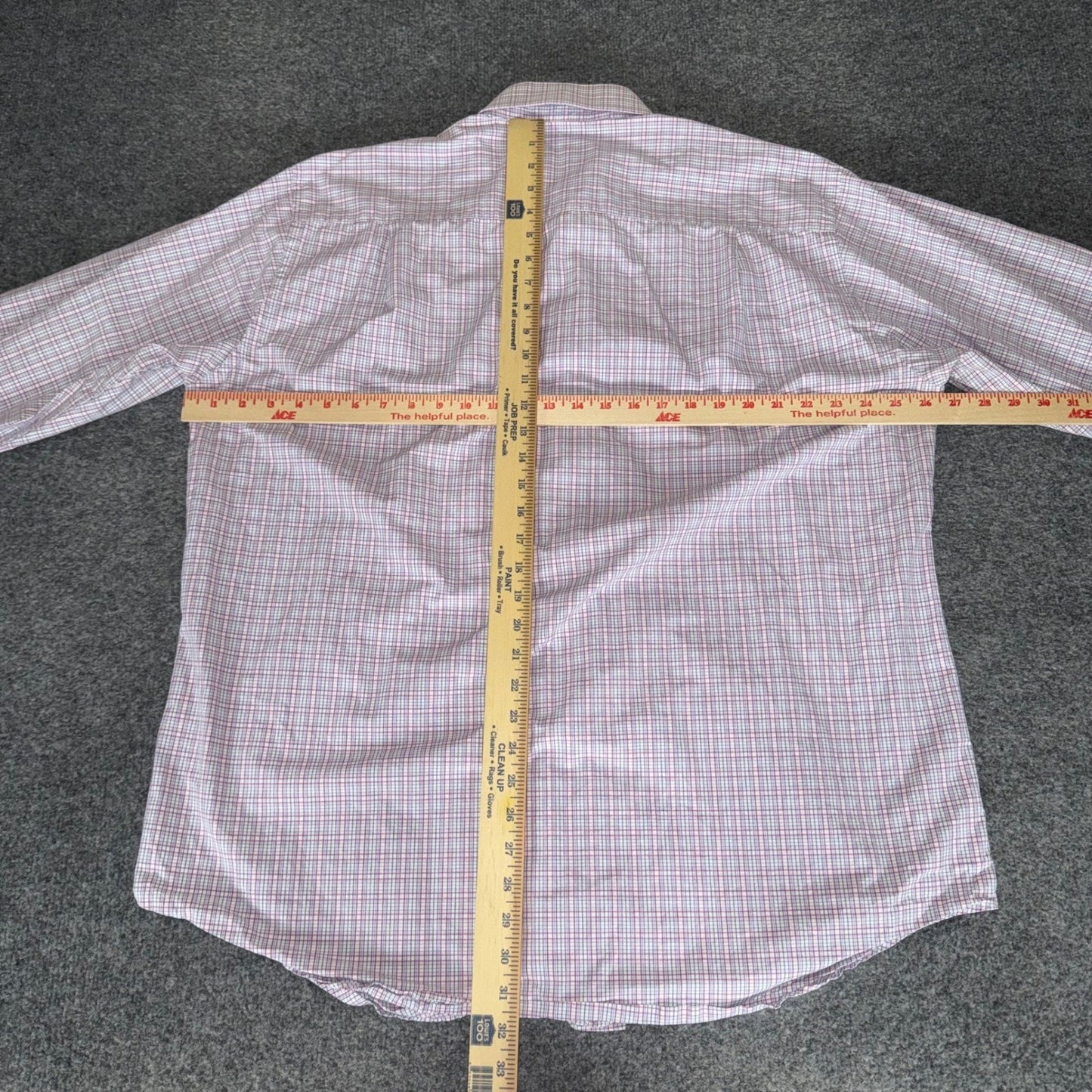 David Donahue Mens 18 36/37 Plaid Dress Shirt Blue Purple Cotton Button Down