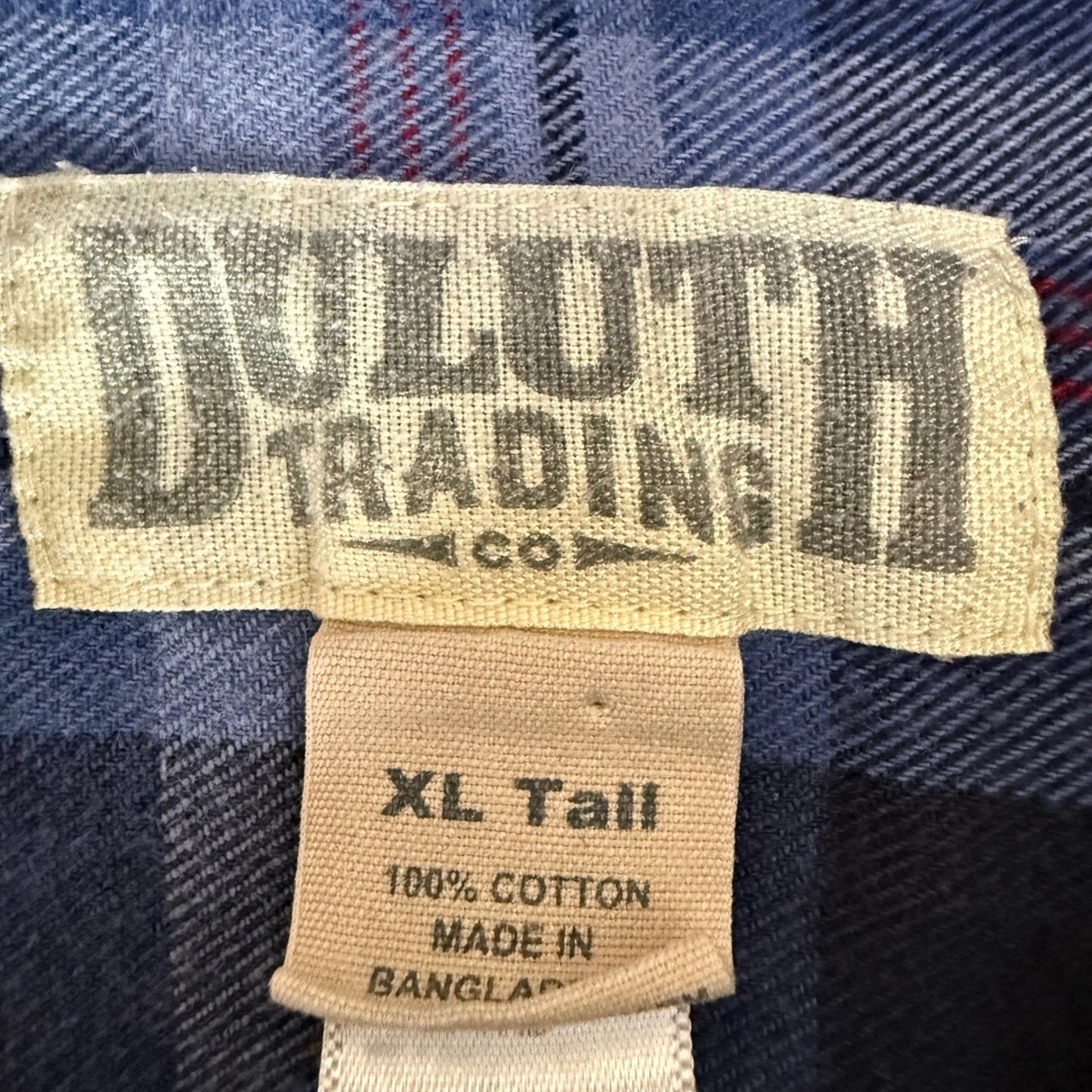 Duluth Trading Co Mens XLT Blue Plaid Flannel Shirt Long Sleeve Button Up Cotton