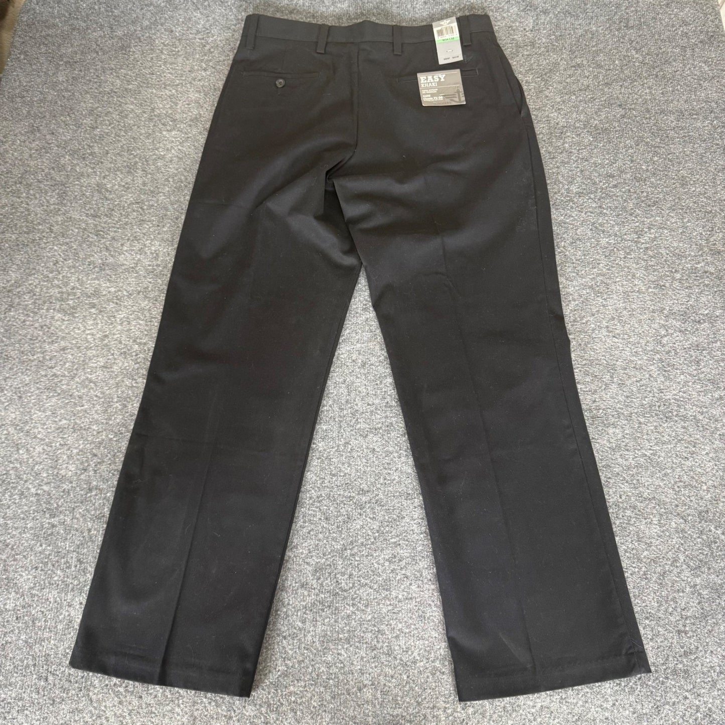 Dockers Mens Easy Khaki D3 Classic Fit Pleated Pants Black 34x30.5 NWT Office