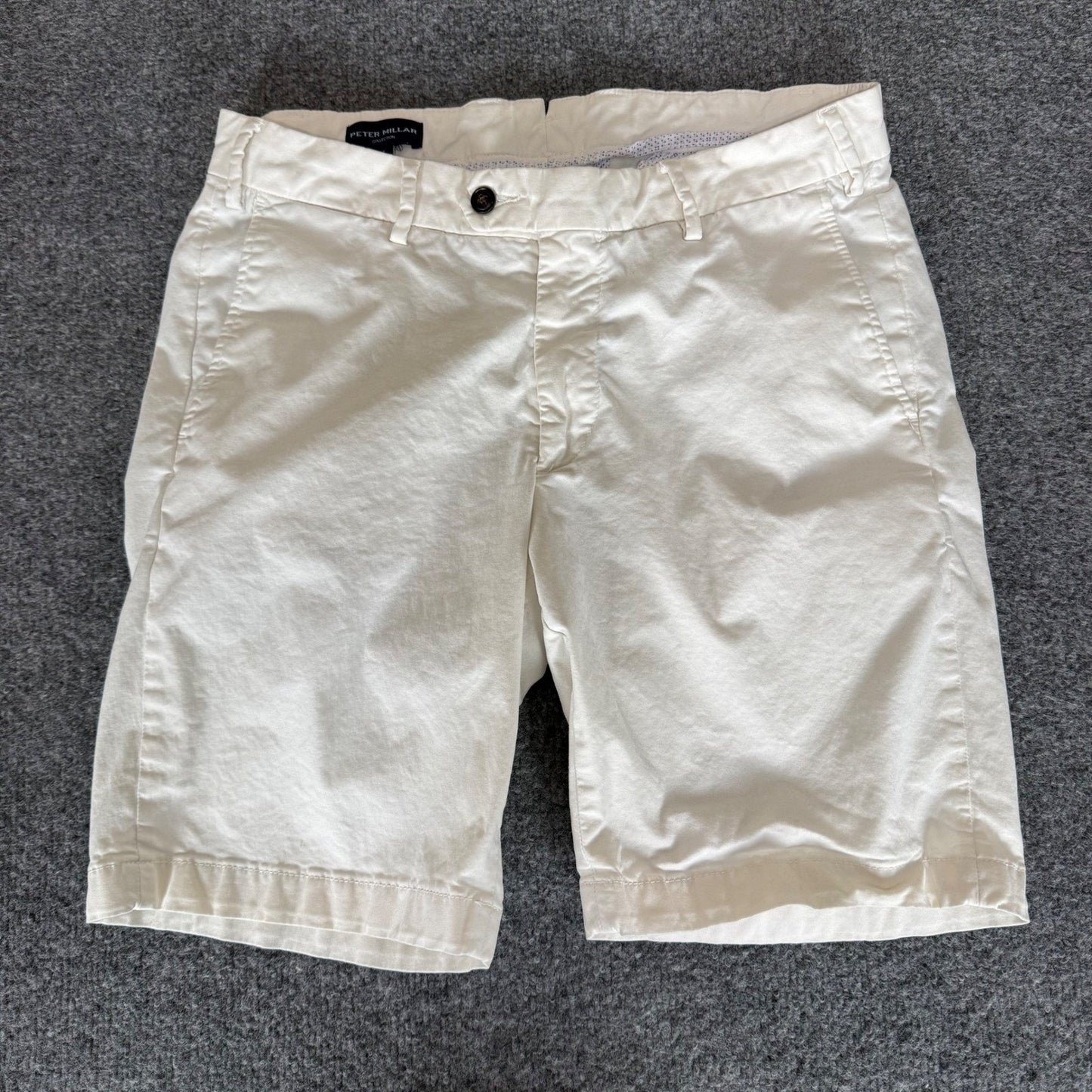 Peter Millar Chino Shorts Mens 34 (Fits 33) Beige Stretch Golf Casual Comfort