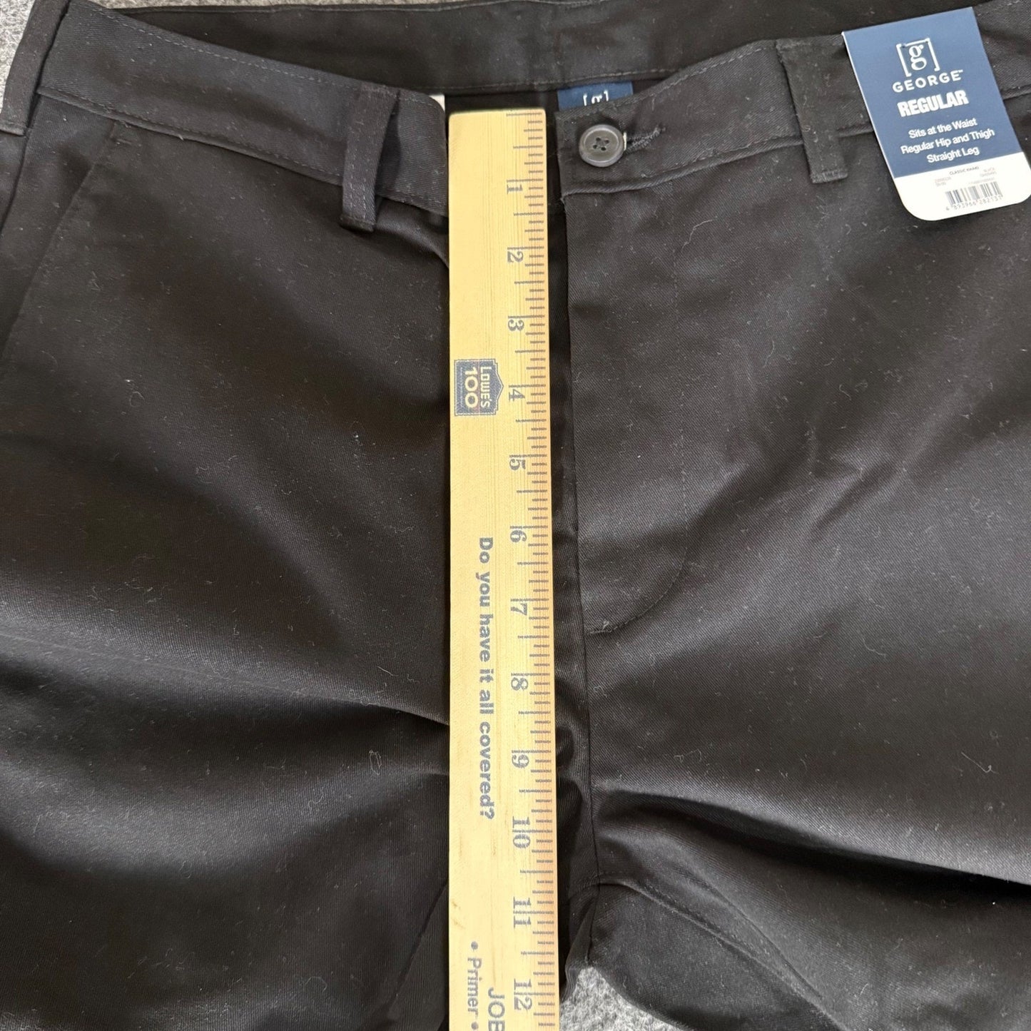 George Men Regular Fit Straight Leg Chino Pant Black 32x32 NWT Casual Flat Front